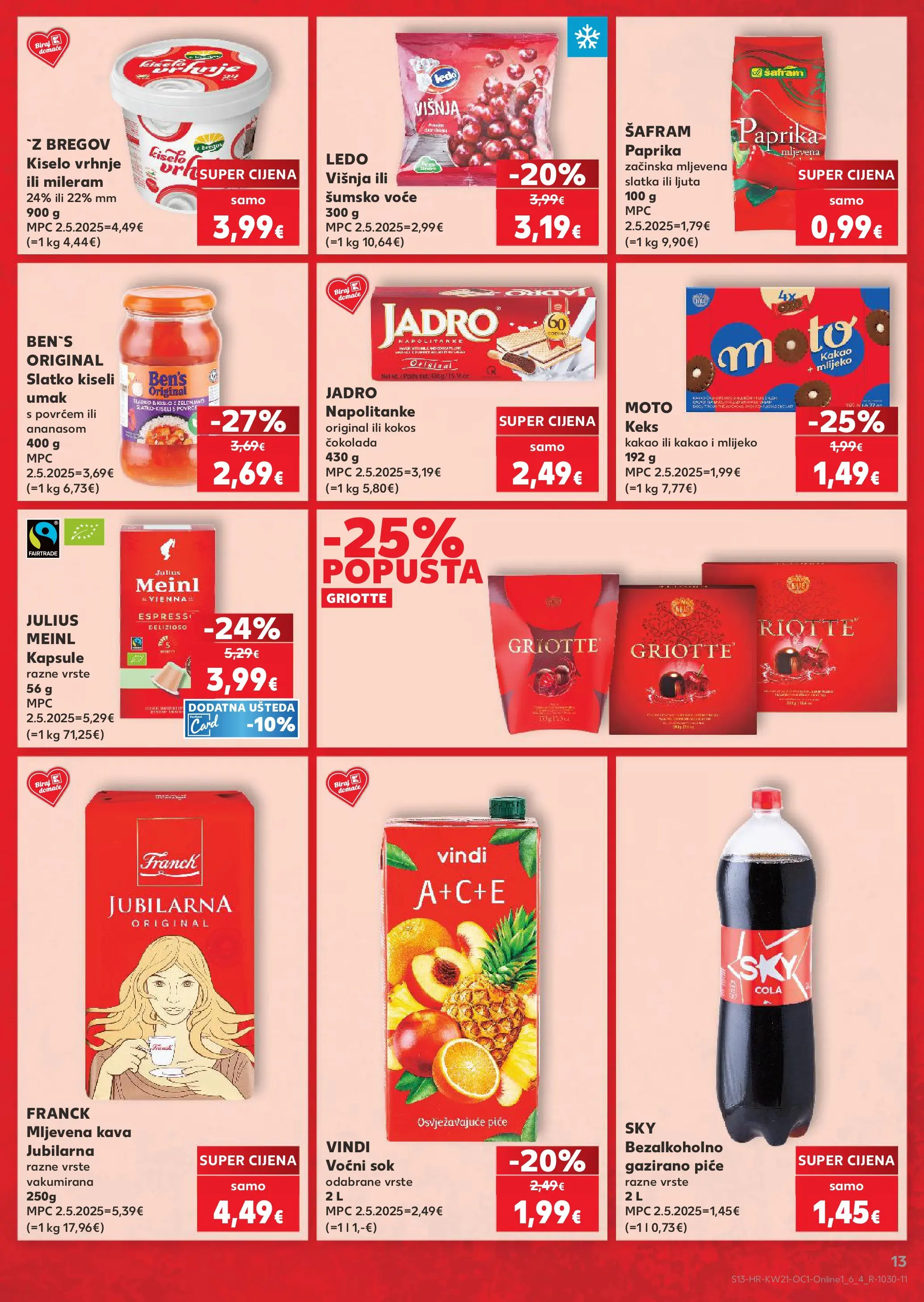 Kaufland - Kaufland katalog do 26.05.2026 novi od 19.05.2026 na listanje > letak digitalni | Stranica: 13 | Proizvodi: Mljevena kava, Mlijeko, Sok, Umak