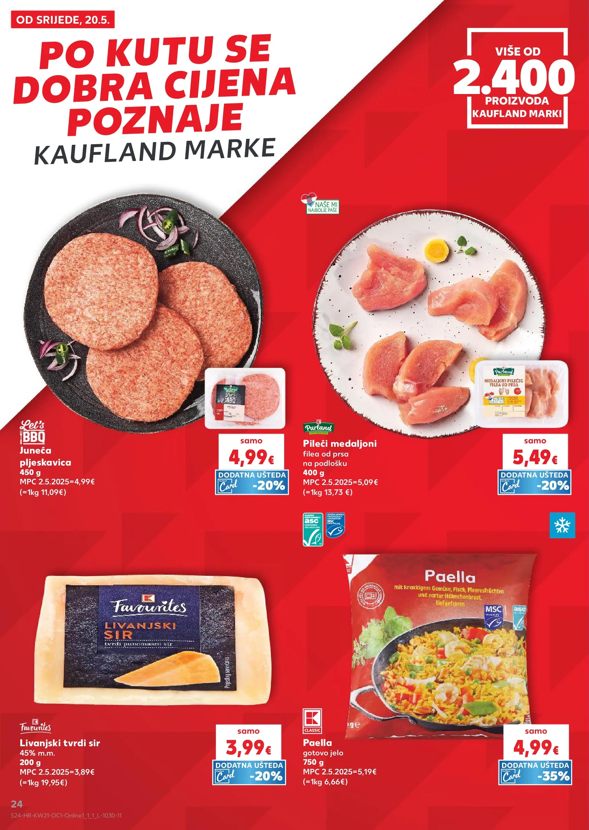 Kaufland - Kaufland katalog do 26.05.2026 novi od 19.05.2026 na listanje > letak digitalni | Stranica: 24 | Proizvodi: Pileći medaljoni, Sir, Tvrdi sir