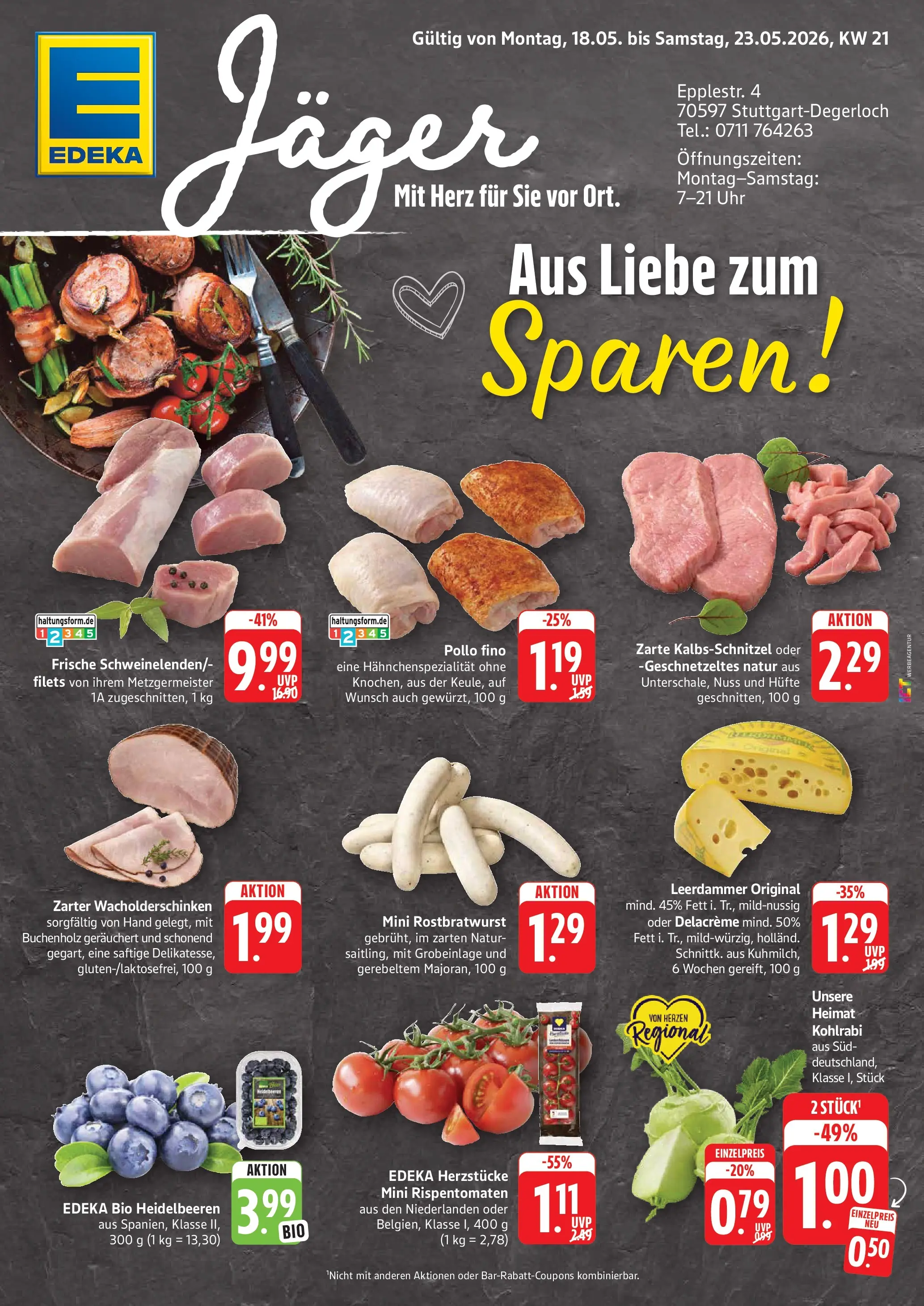 Edeka prospekt Stuttgart-Degerloch	 (ab 17.05.2026) » Angebote Online | Seite: 1 | Produkte: Kohlrabi, Leerdammer, Heidelbeeren, Uhr