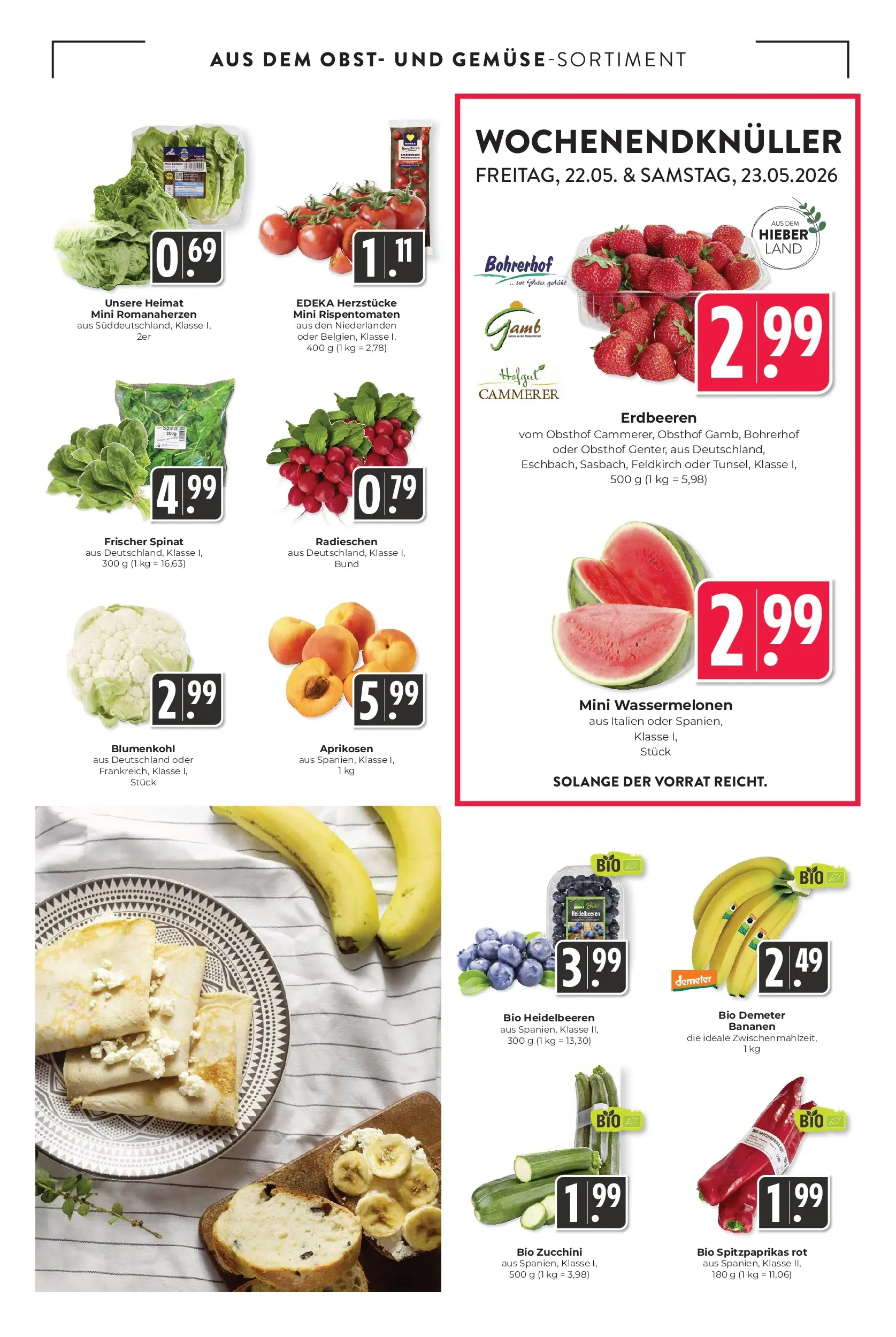 Edeka prospekt Schliengen	 (ab 17.05.2026) » Angebote Online | Seite: 11 | Produkte: Bananen, Heidelbeeren, Blumenkohl, Erdbeeren