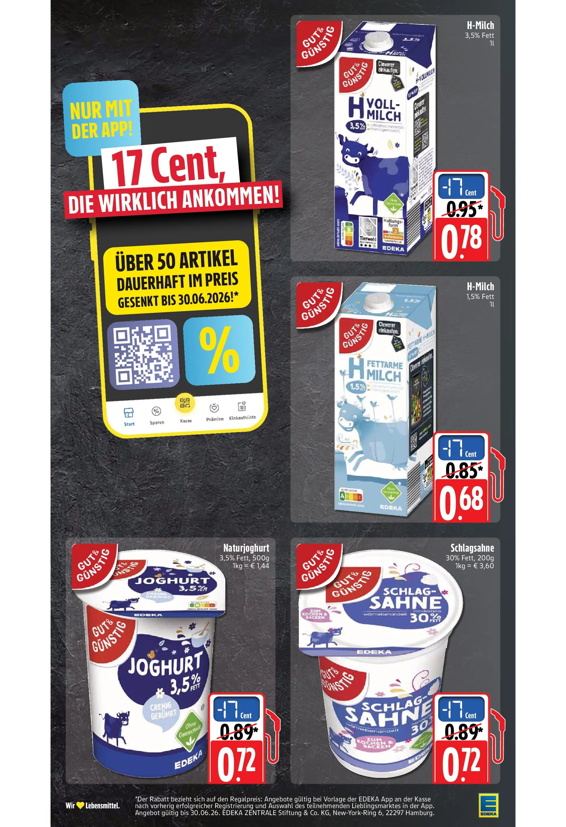 Edeka prospekt Walldorf	 (ab 17.05.2026) » Angebote Online | Seite: 5 | Produkte: Schlagsahne, Milch, Joghurt, Sahne