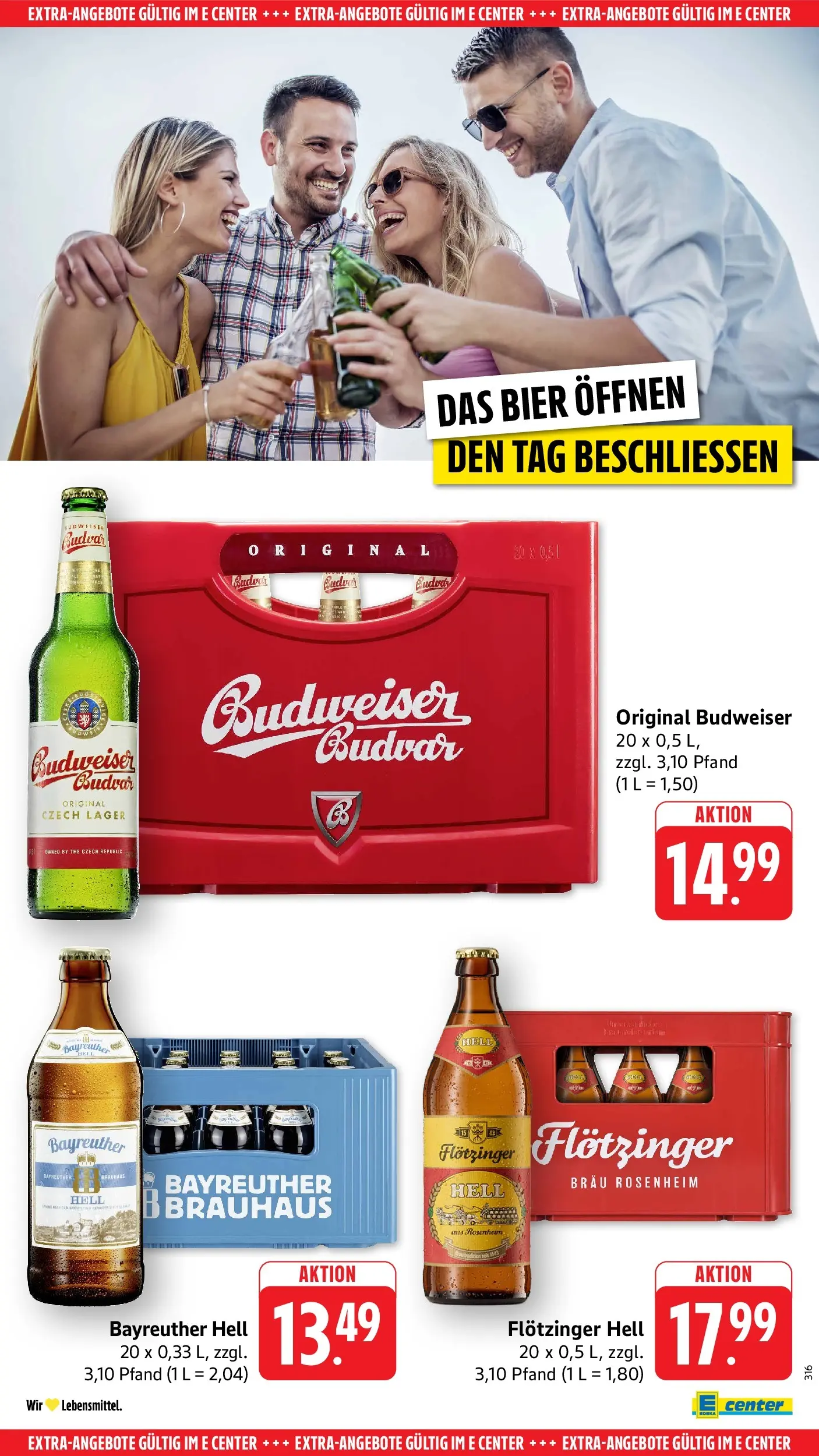 E center Prospekt Reutlingen	 (ab 17.05.2026) zum Blättern | Seite: 57 | Produkte: Bayreuther hell, Bier, Budweiser