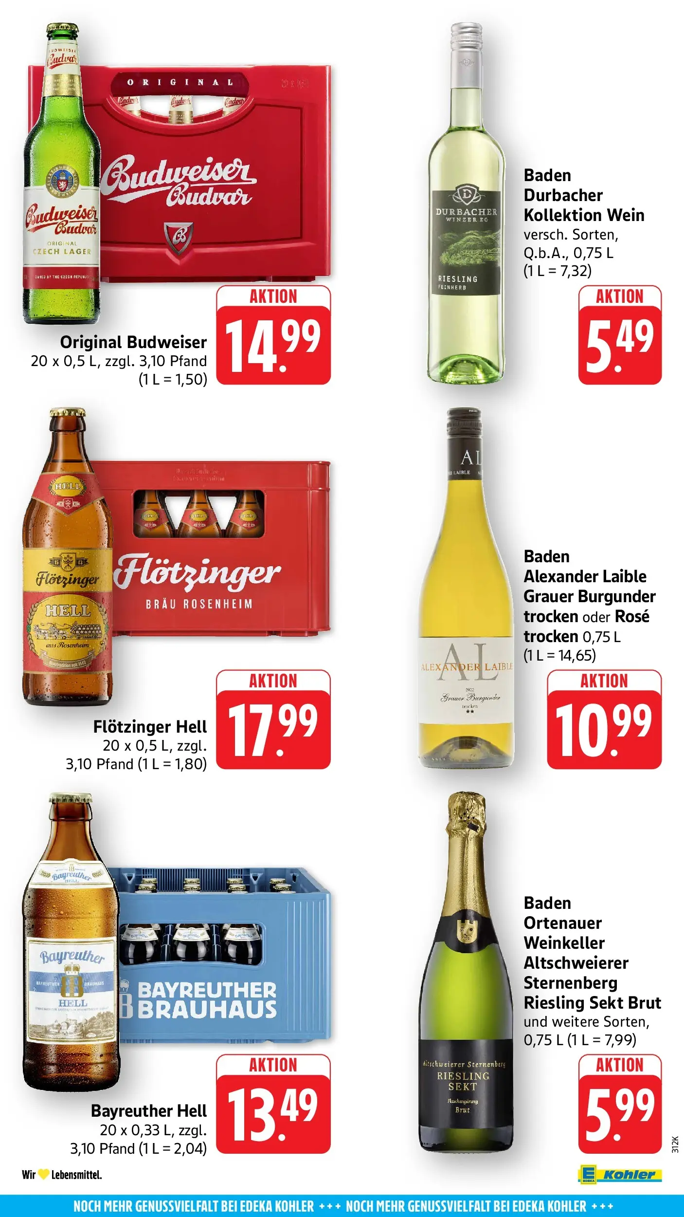 Edeka prospekt Ettenheim	 (ab 17.05.2026) » Angebote Online | Seite: 55 | Produkte: Bayreuther hell, Sekt, Budweiser, Wein
