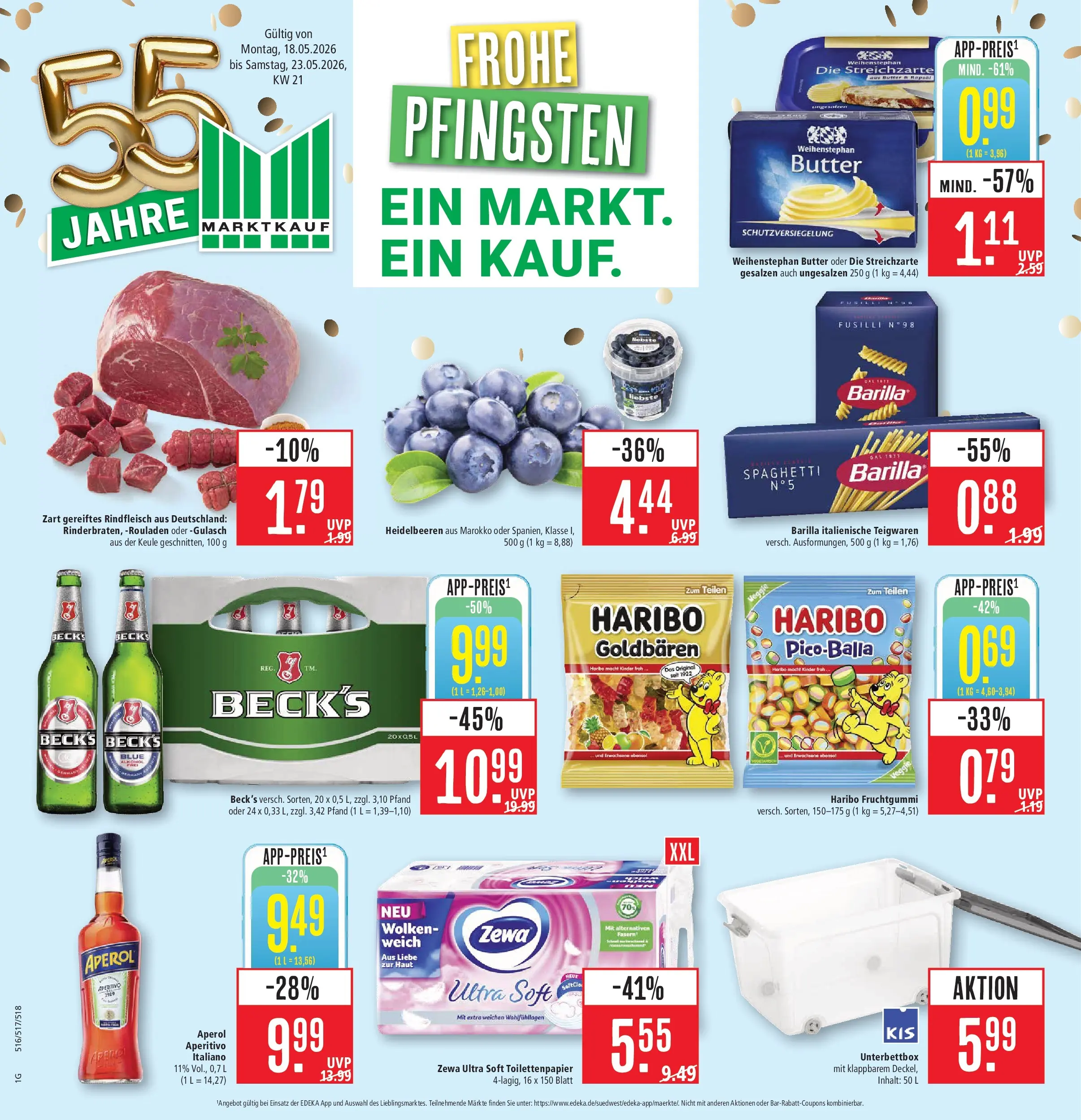Marktkauf Prospekt Ostfildern	 (ab 17.05.2026) » Angebote online | Seite: 1 | Produkte: Haribo, Butter, Zewa, Heidelbeeren