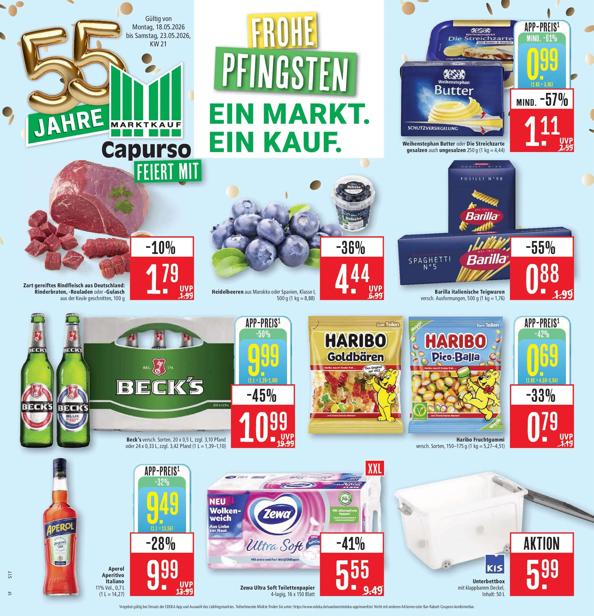 Marktkauf Prospekt Schorndorf	 (ab 17.05.2026) » Angebote online | Seite: 1 | Produkte: Butter, Zewa, Heidelbeeren, Rindfleisch