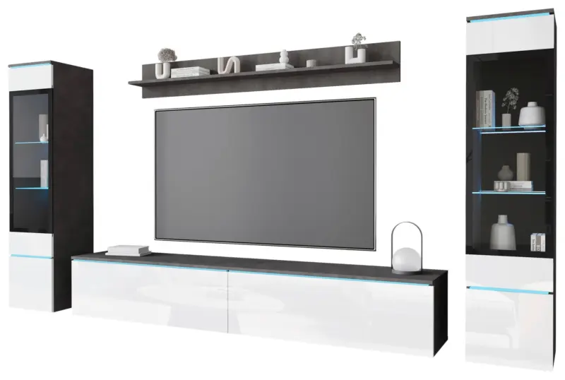 Wohnwand Vera 4-tlg. ca. 240x130 cm Anthrazit/Wei&szlig;