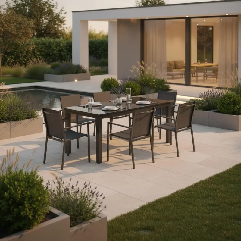 Gartentisch in Graphitfarben ausziehbar