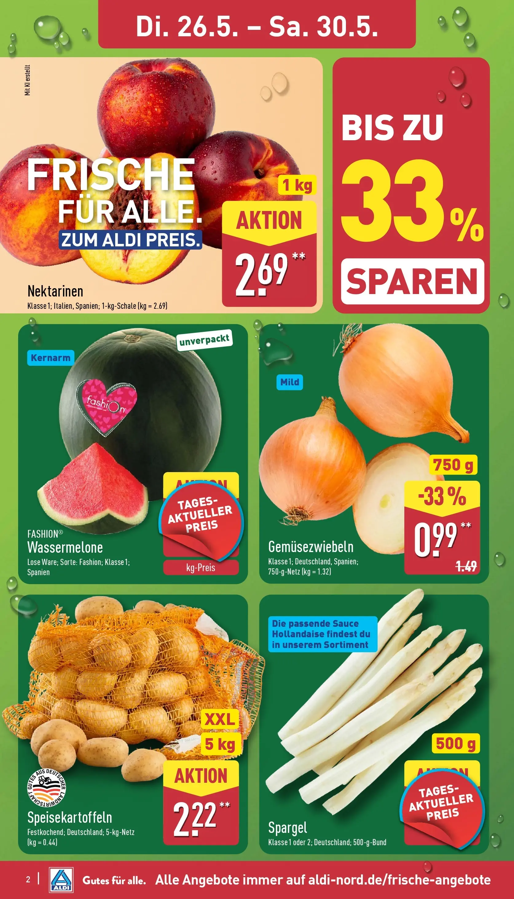 Aldi Wochenangebote (ab 26.05.2026) » Angebote Online | Seite: 2 | Produkte: Nektarinen, Spargel, Wassermelone