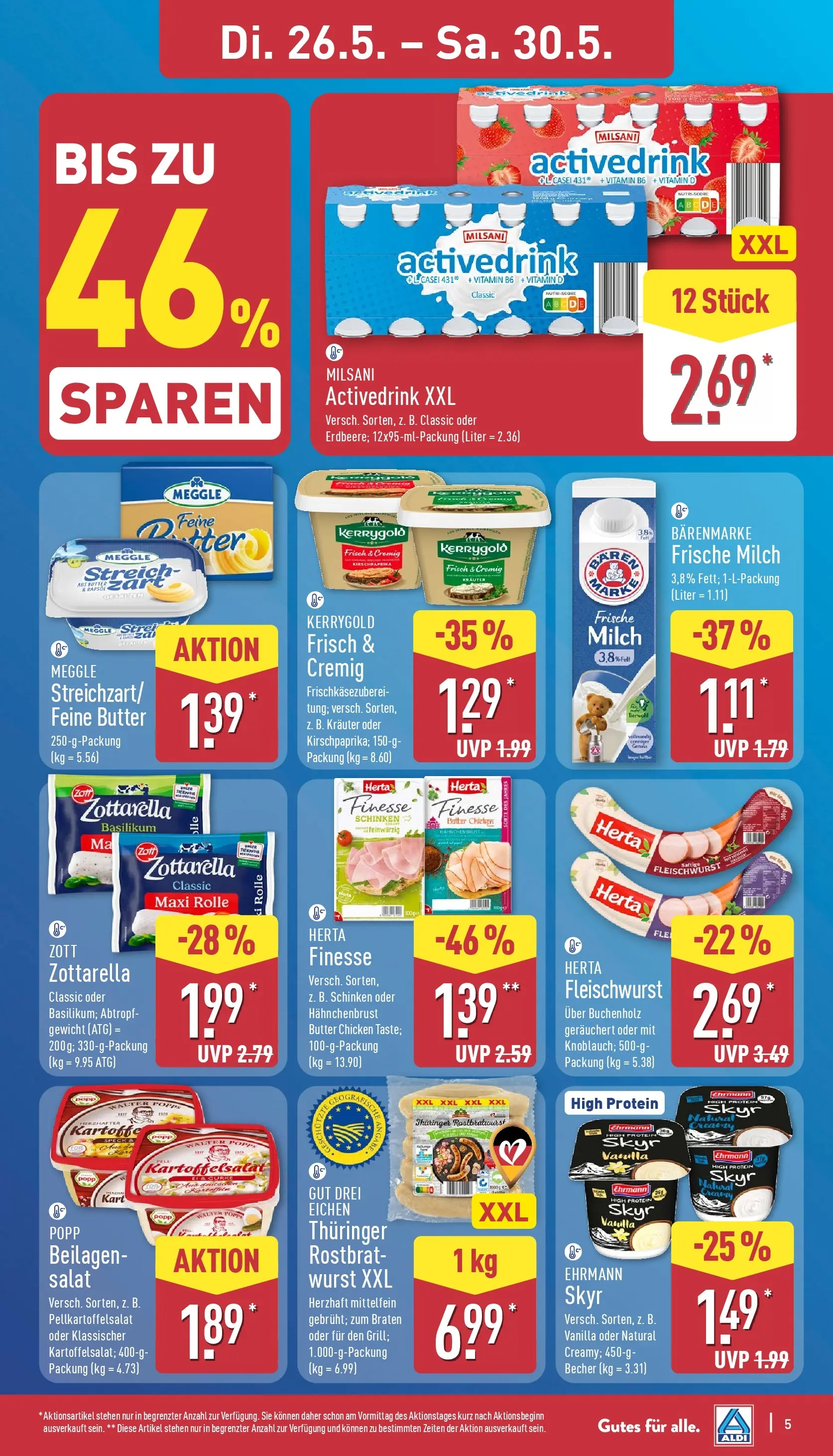 Aldi Wochenangebote (ab 26.05.2026) » Angebote Online | Seite: 5 | Produkte: Milch, Butter, Skyr, Hahnchenbrust