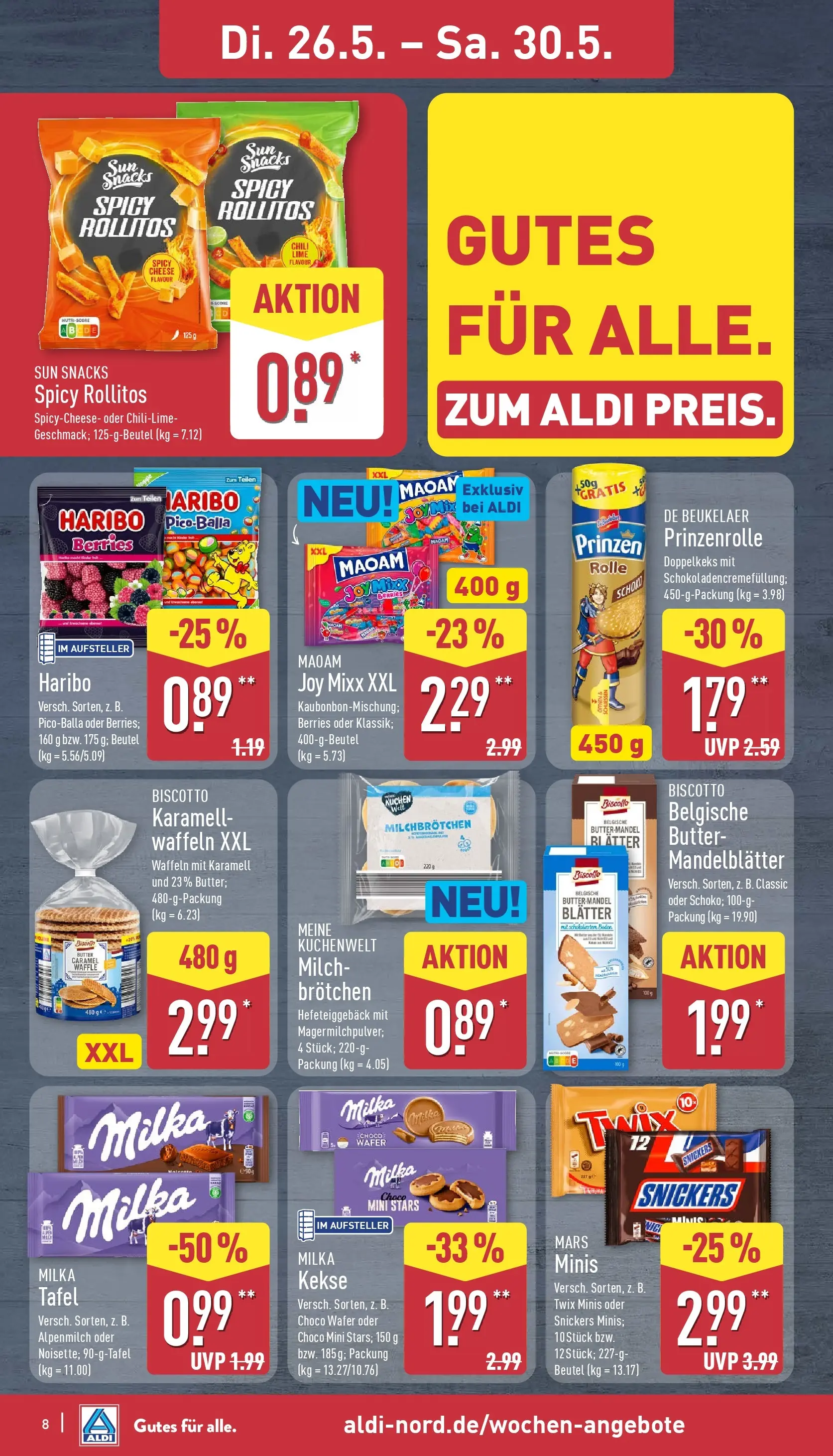 Aldi Wochenangebote (ab 26.05.2026) » Angebote Online | Seite: 8 | Produkte: Milch, Butter, Milka, Twix