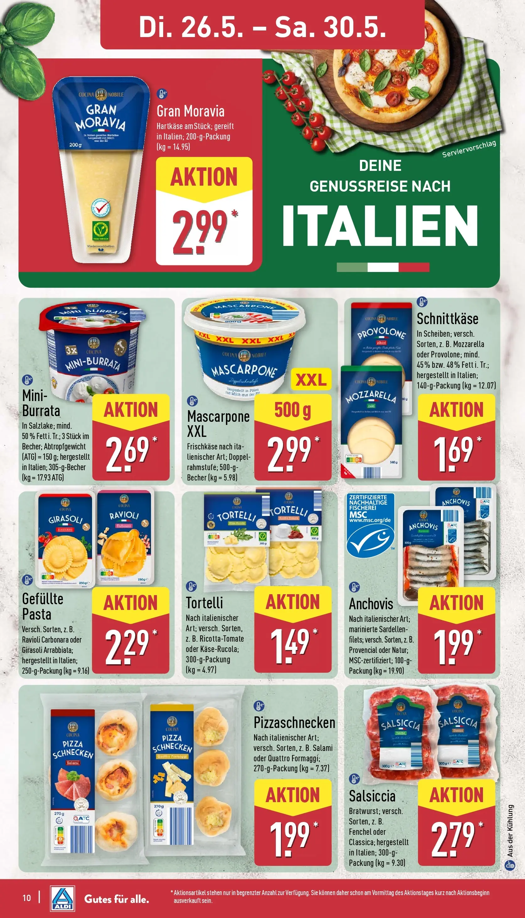 Aldi Wochenangebote (ab 26.05.2026) » Angebote Online | Seite: 10 | Produkte: Mascarpone, Mozzarella, Burrata, Frischkase
