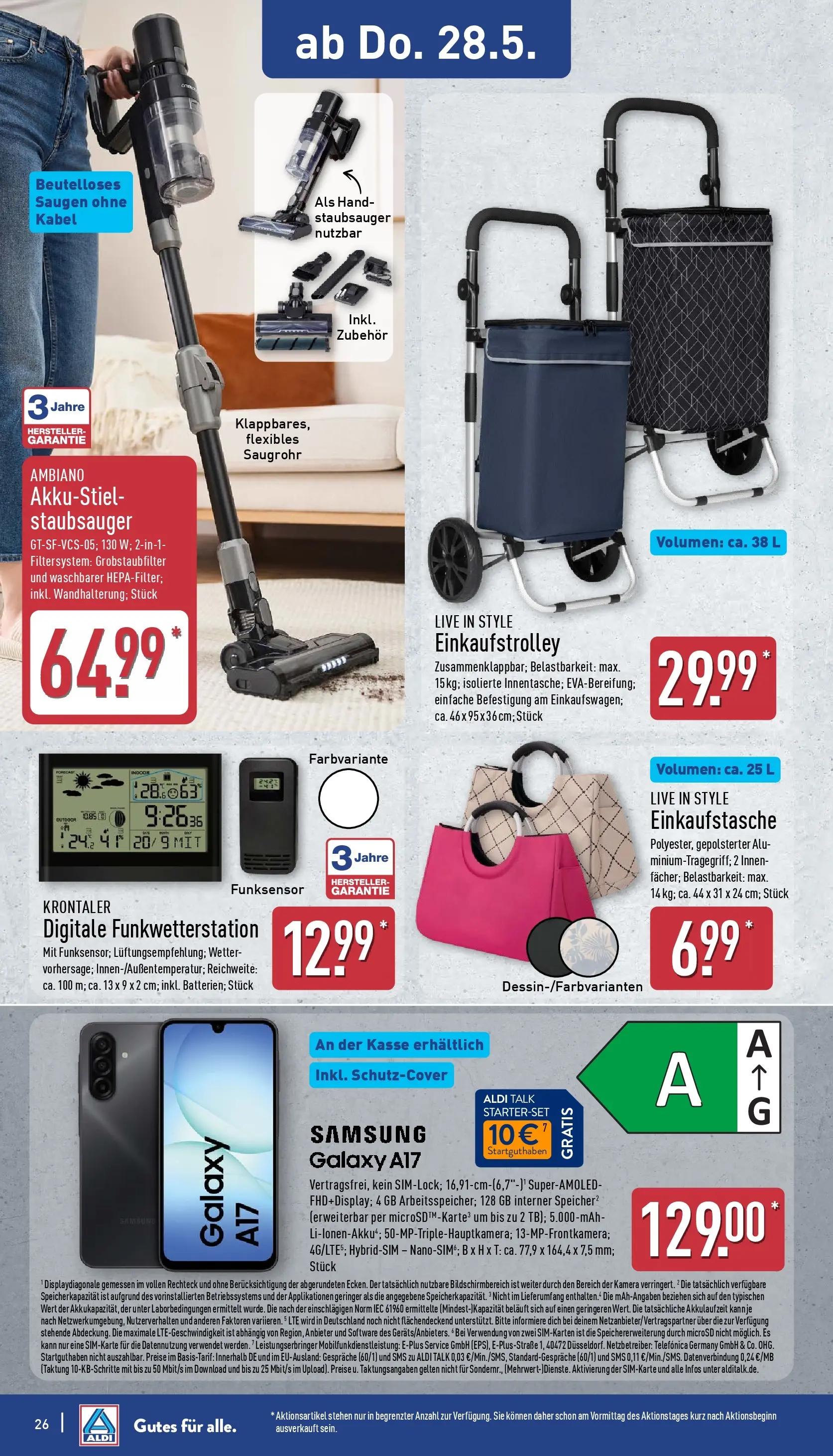 Aldi Wochenangebote (ab 26.05.2026) » Angebote Online | Seite: 26 | Produkte: Kamera, Kabel, Staubsauger, Samsung