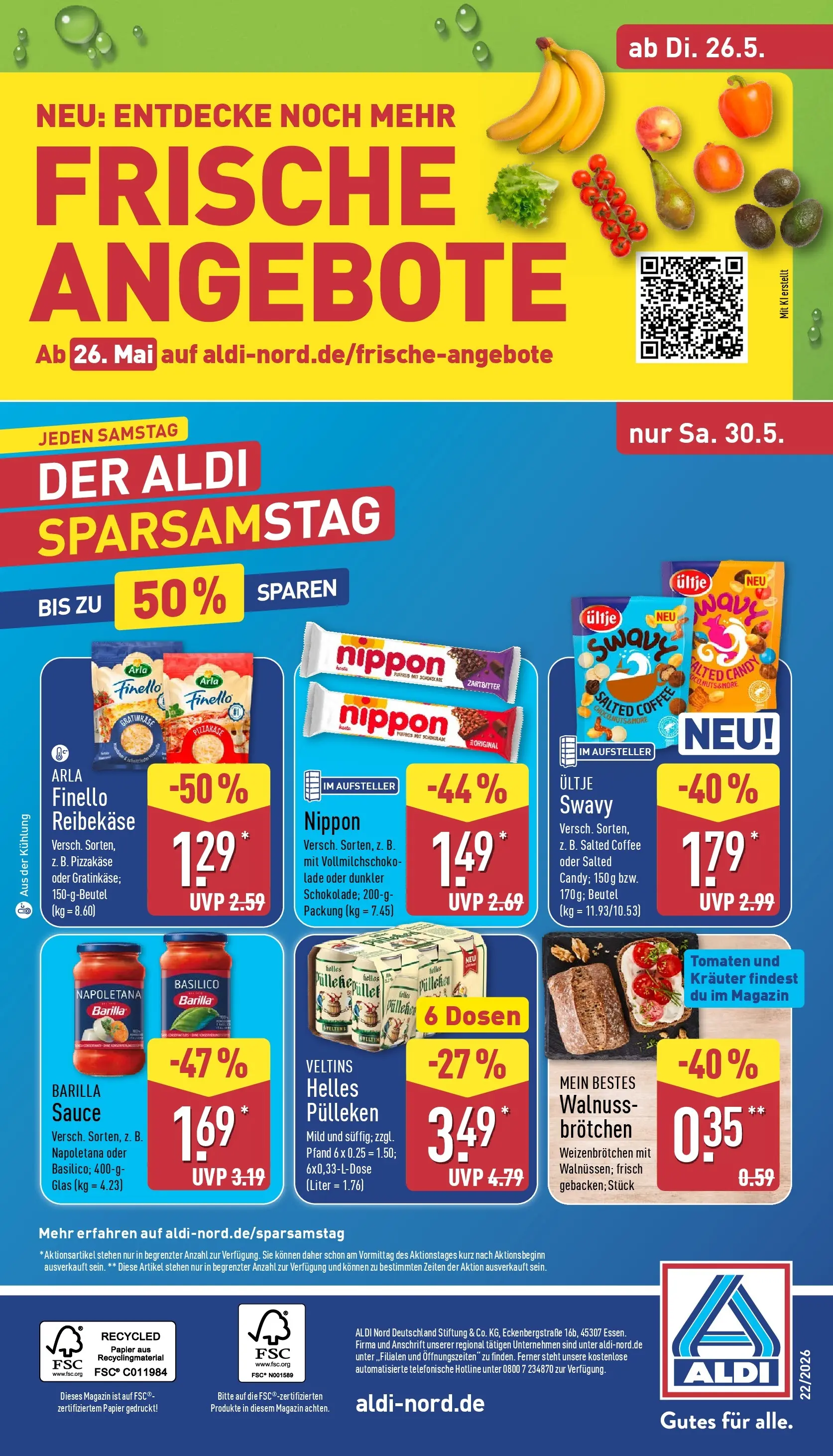 Aldi Wochenangebote (ab 26.05.2026) » Angebote Online | Seite: 32 | Produkte: Barilla, Tomaten, Reibekase, Veltins
