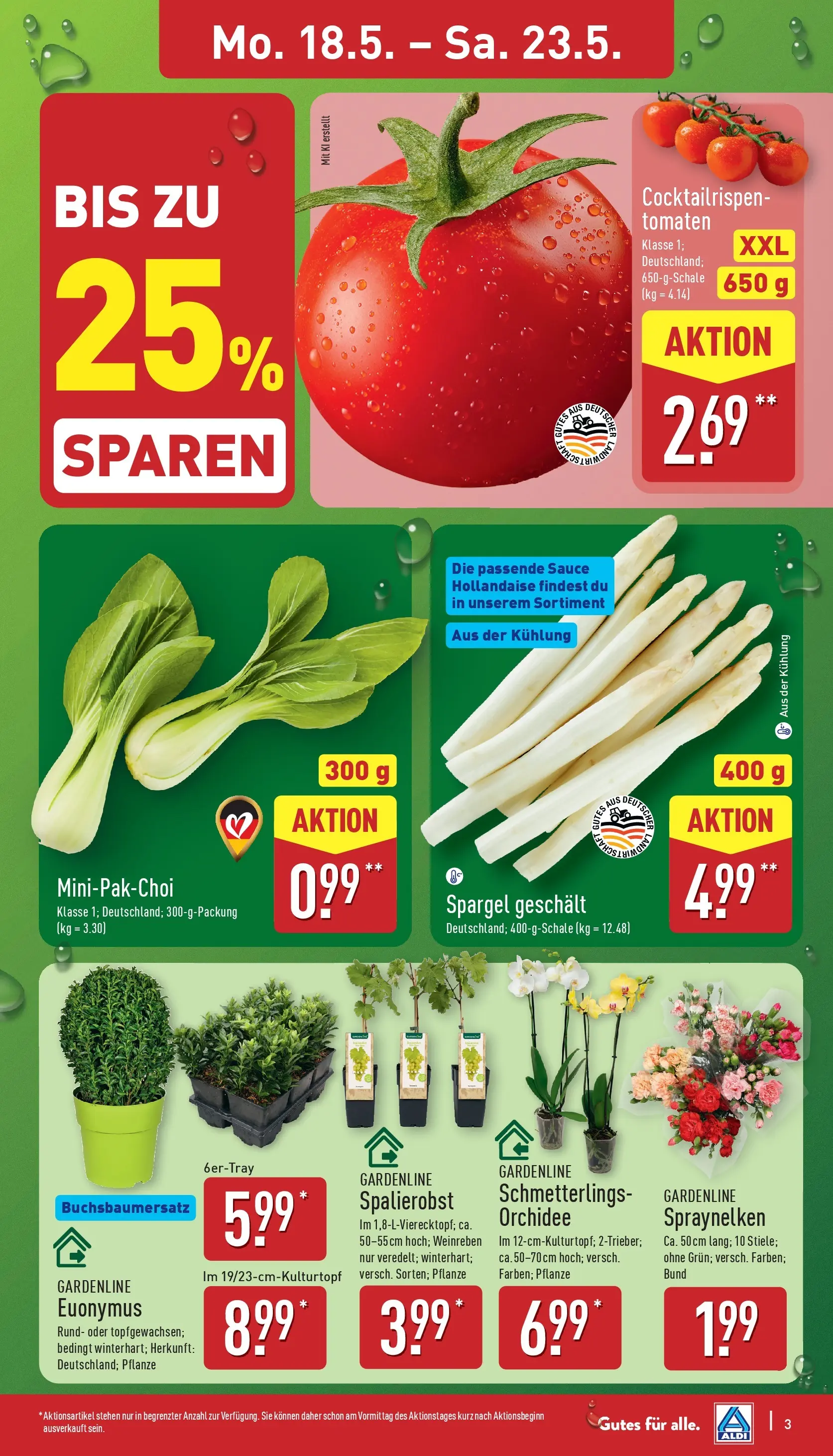 Aldi Wochenangebote (ab 18.05.2026) » Angebote Online | Seite: 3 | Produkte: Orchidee, Tomaten, Spargel