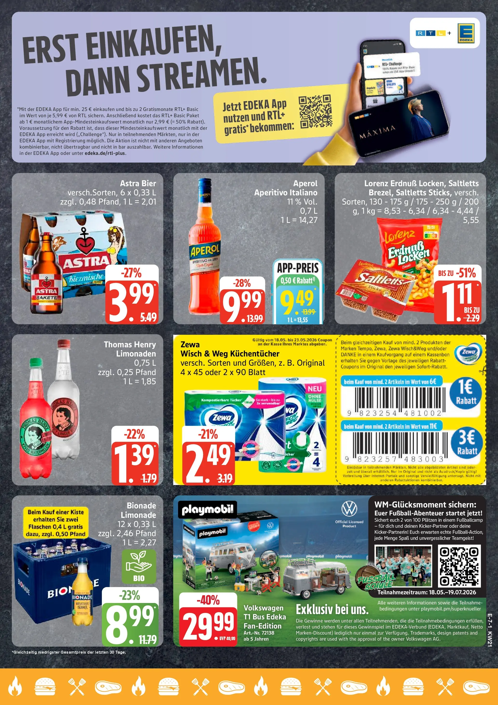 Edeka prospekt Bremervörde	 (ab 17.05.2026) » Angebote Online | Seite: 7 | Produkte: Astra, Limonade, Bionade, Aperol