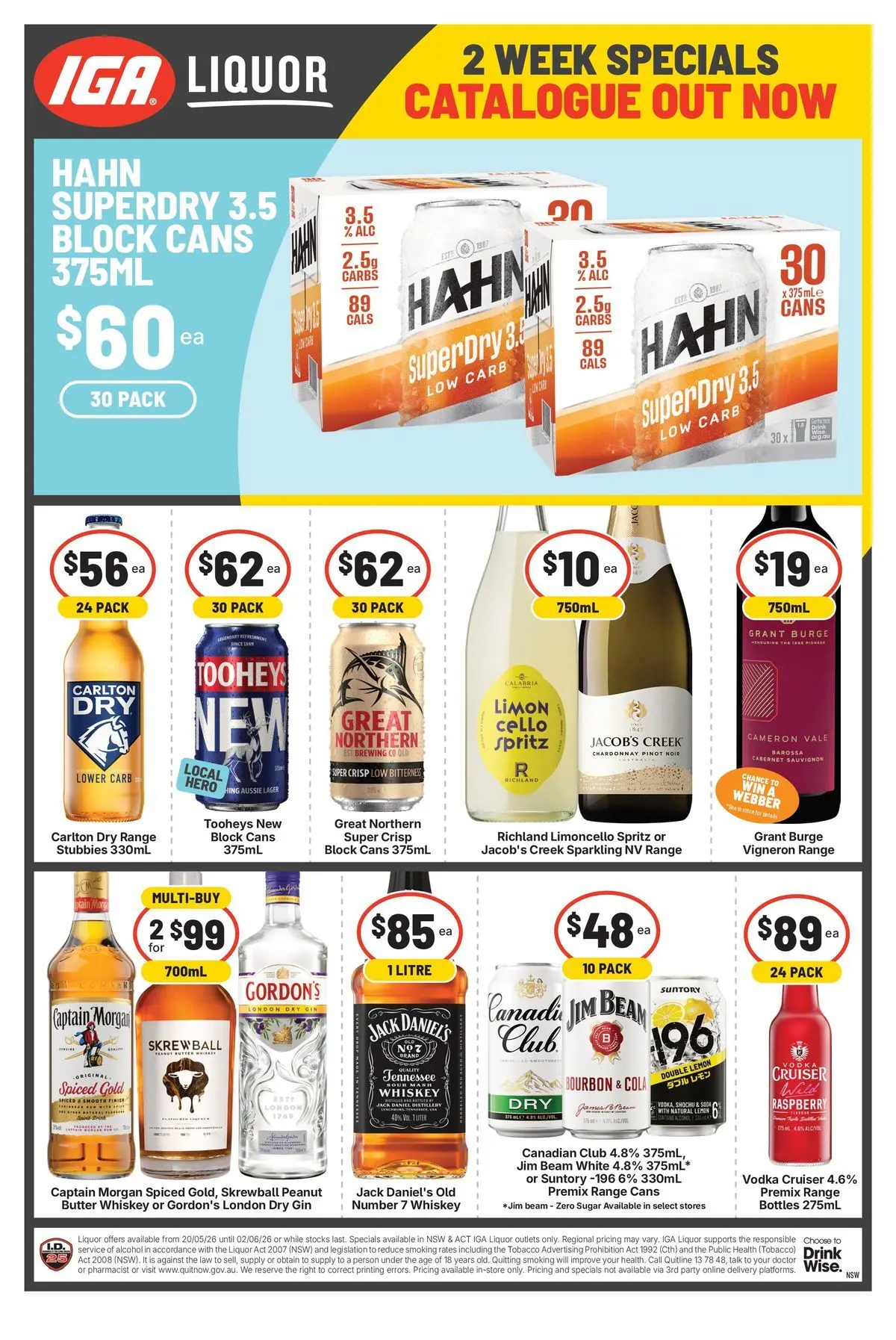 Deals - 2 Week Specials 20/05 - 19/05/2026 > weekly / monthly specials | Page: 1 | Products: Butter, Gin, Sugar, Lemon