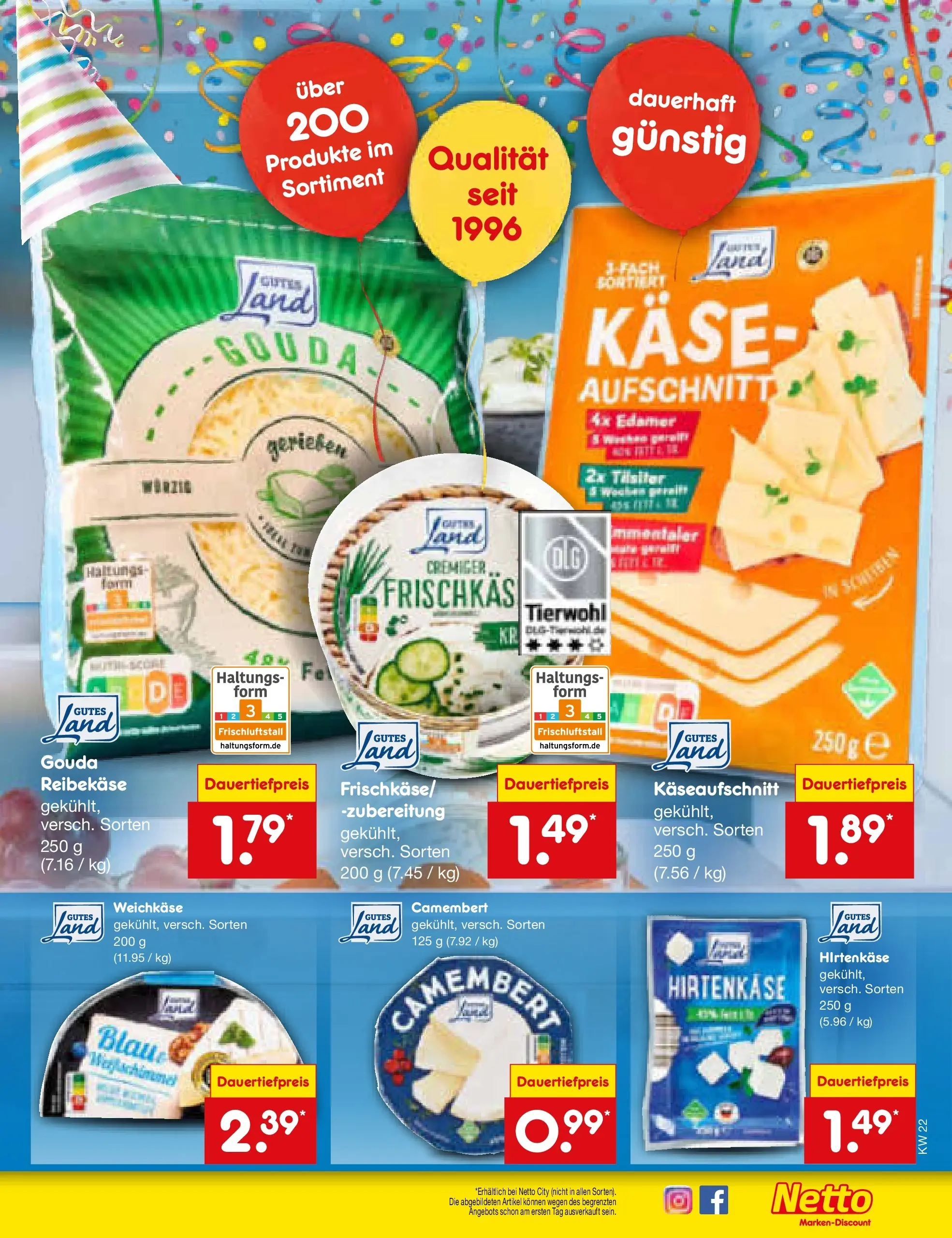 Netto Marken-Discount Prospekt Mauern (ab 26.05.2026) » Angebote | Seite: 15 | Produkte: Käse, Gouda, Reibekase, Frischkase
