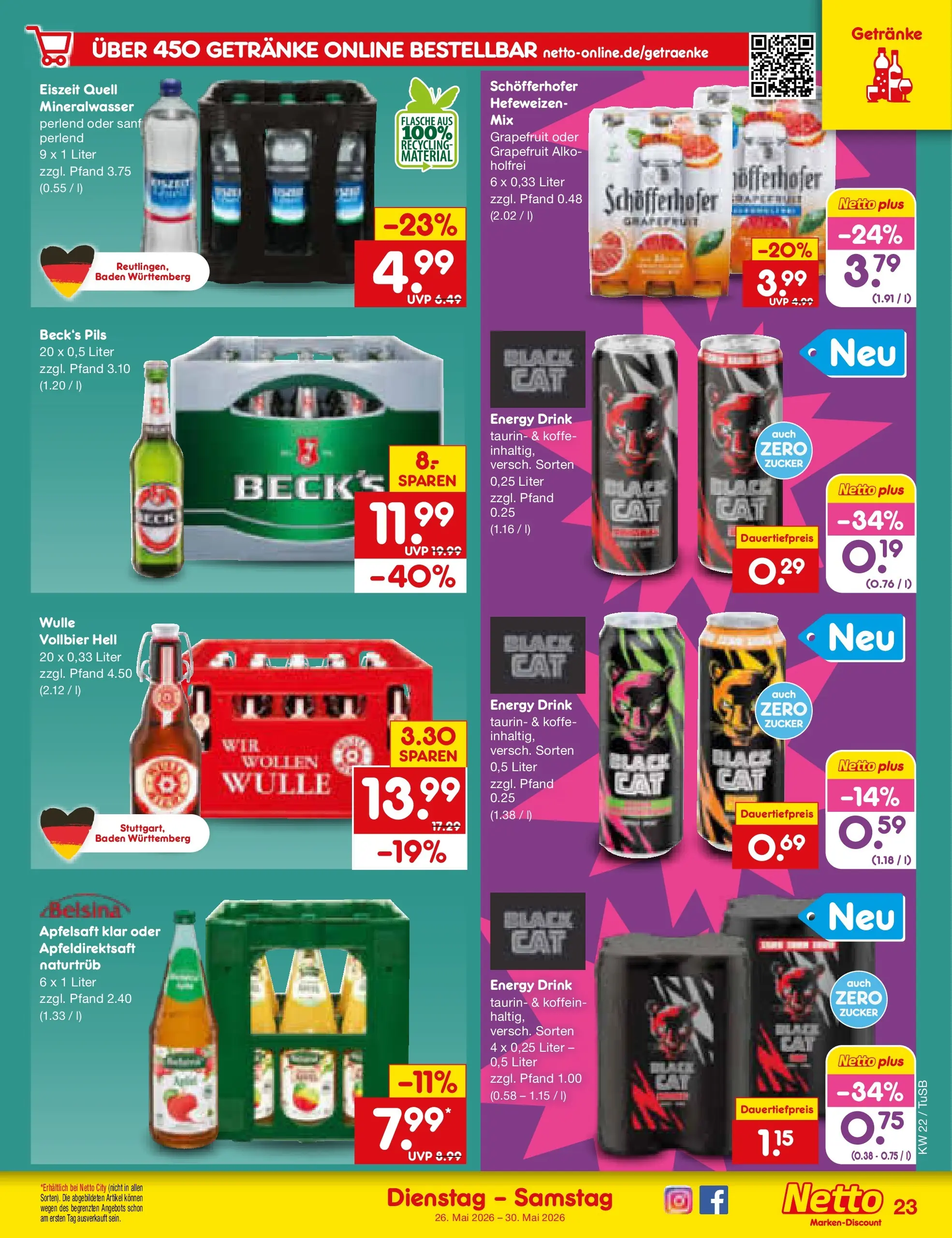Netto Marken-Discount Prospekt Lahr-Langenwinkel (ab 26.05.2026) » Angebote | Seite: 29 | Produkte: Pils, Apfelsaft, Mineralwasser, Grapefruit