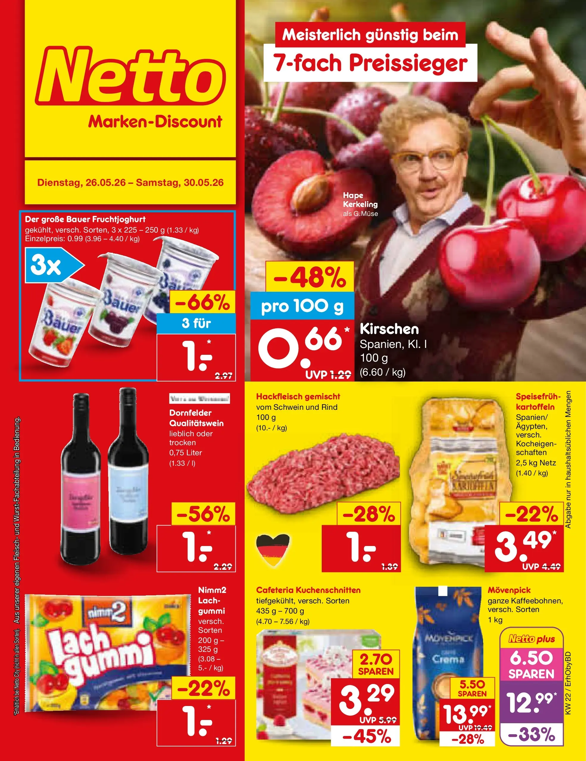 Netto Marken-Discount Prospekt Velden (ab 26.05.2026) » Angebote | Seite: 1 | Produkte: Fruchtjoghurt, Kirschen, Kartoffeln, Fleisch