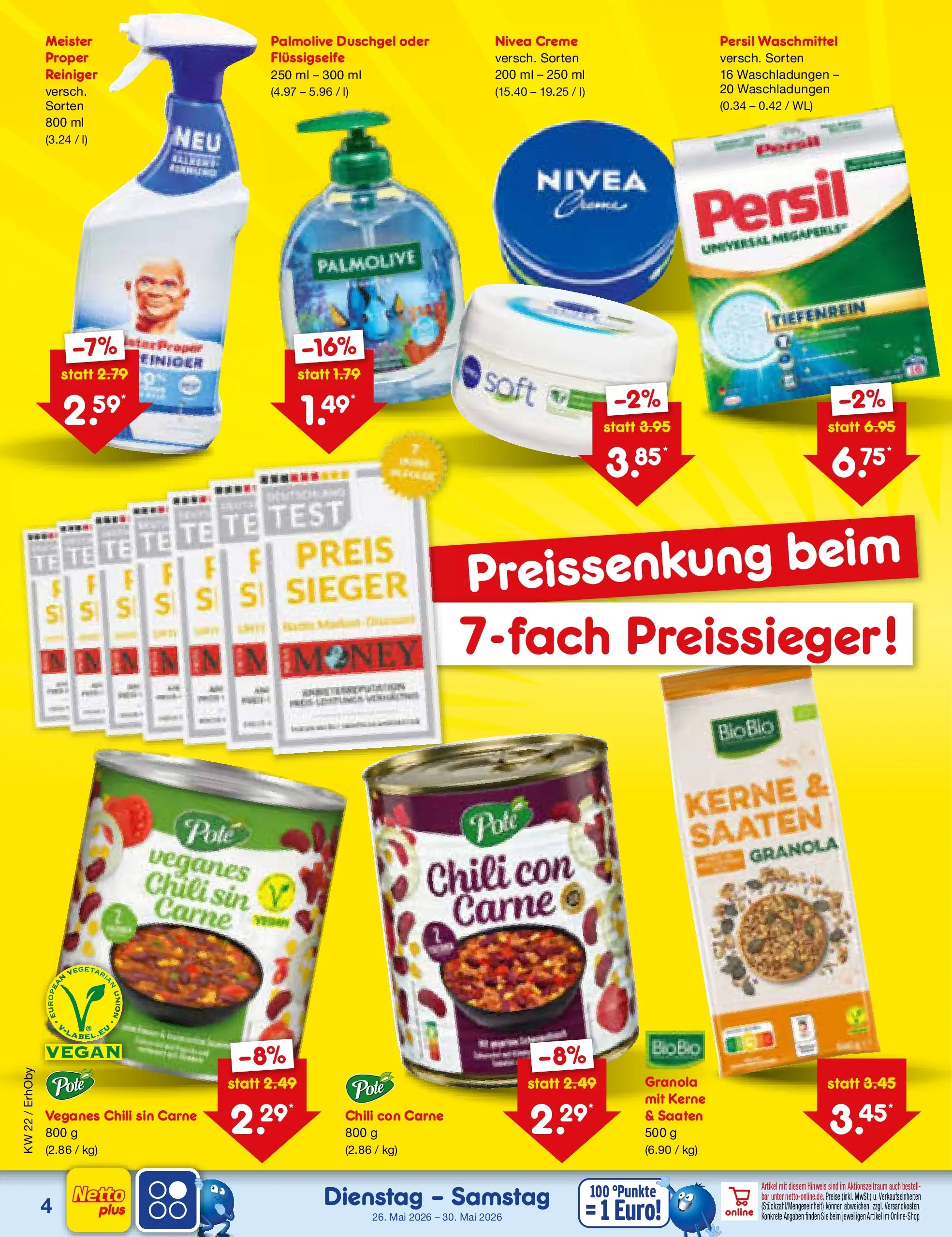 Netto Marken-Discount Prospekt Mauern (ab 26.05.2026) » Angebote | Seite: 4 | Produkte: Creme, Duschgel, Chili, Persil