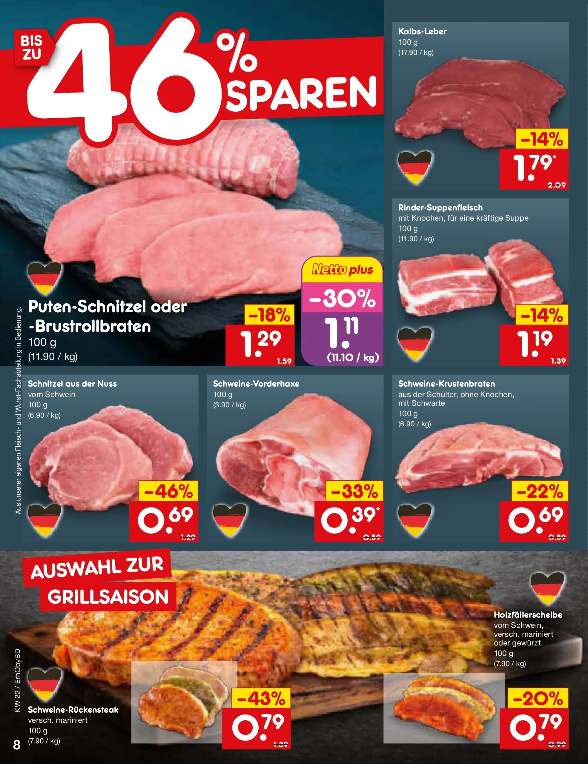Netto Marken-Discount Prospekt Velden (ab 26.05.2026) » Angebote | Seite: 10 | Produkte: Schnitzel, Kalbsleber, Putenschnitzel, Fleisch