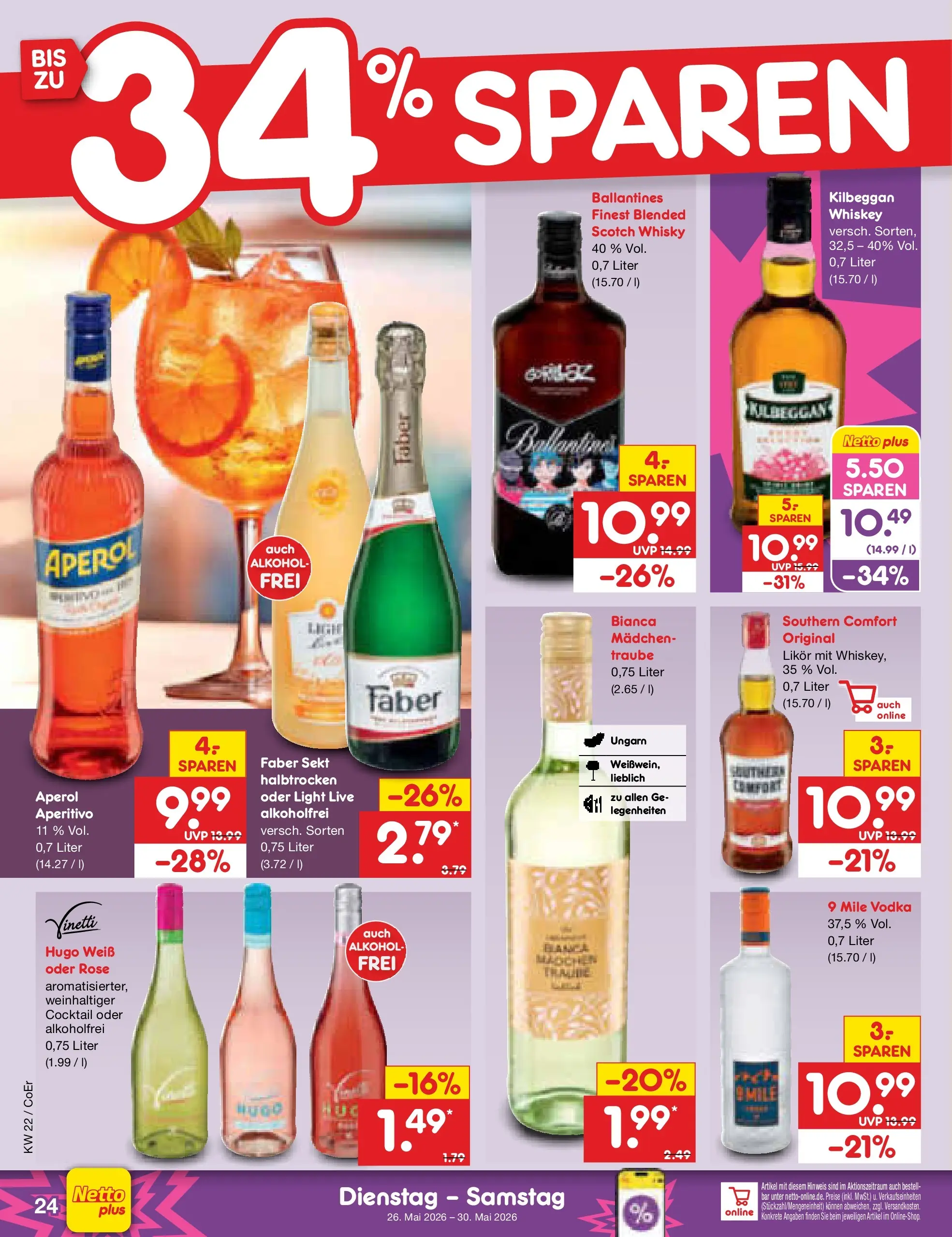 Netto Marken-Discount Prospekt Nordhausen (ab 26.05.2026) » Angebote | Seite: 30 | Produkte: Sekt, Aperol, Vodka, Hugo