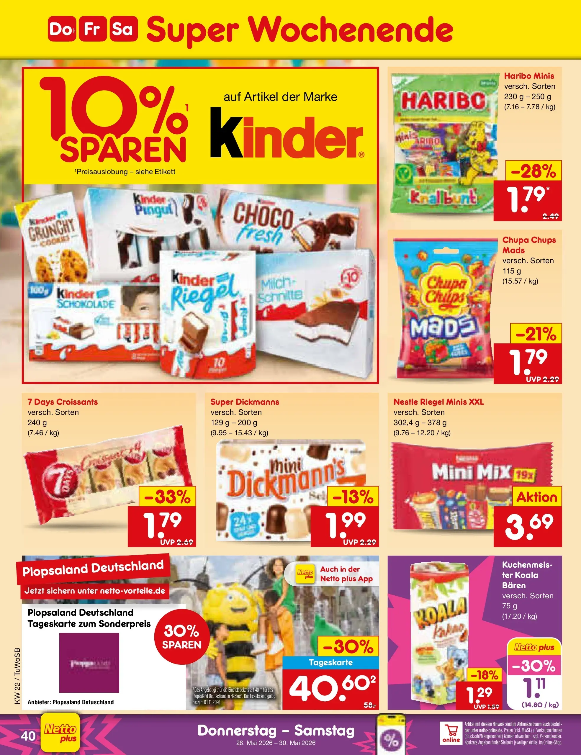Netto Marken-Discount Prospekt Lahr-Langenwinkel (ab 26.05.2026) » Angebote | Seite: 48 | Produkte: Haribo, Milch, Schokolade, Kinder riegel