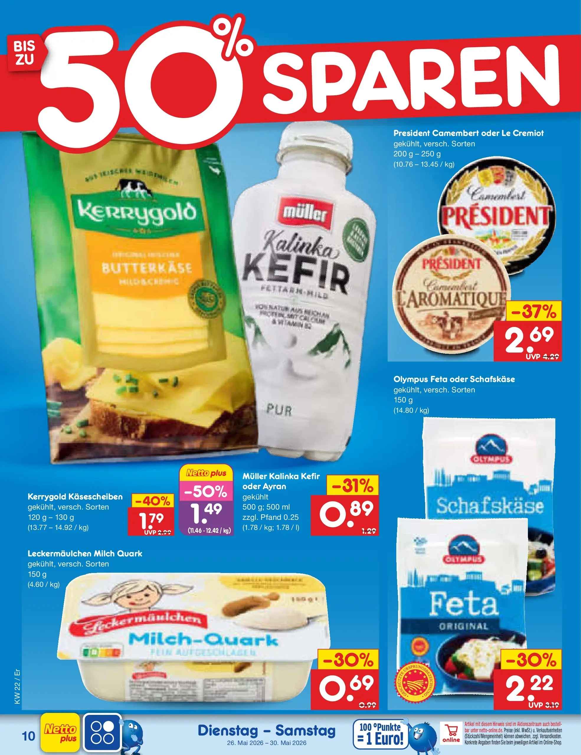Netto Marken-Discount Prospekt Nordhausen (ab 26.05.2026) » Angebote | Seite: 12 | Produkte: Kefir, Feta, Milch, Schafskase