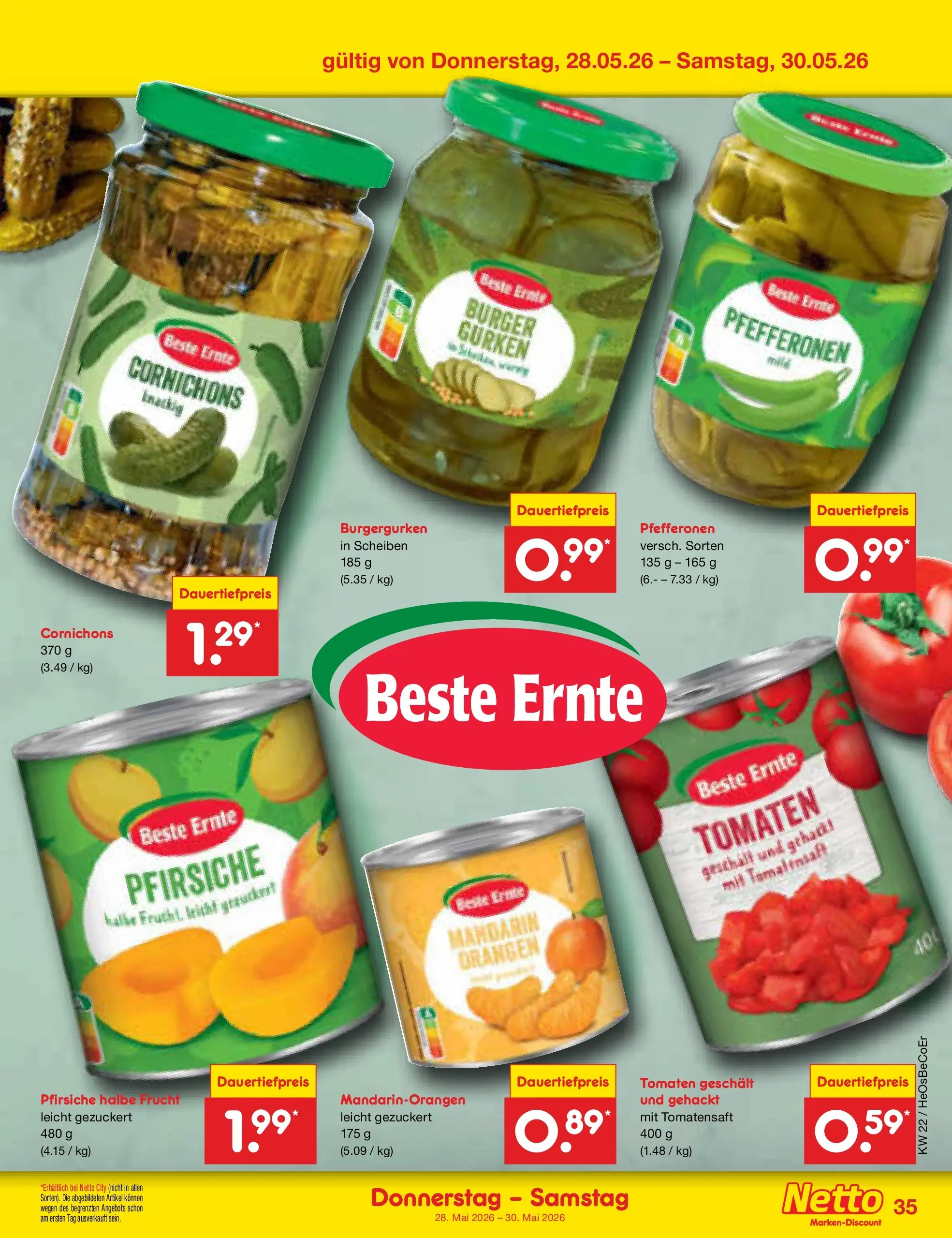 Netto Marken-Discount Prospekt Nordhausen (ab 26.05.2026) » Angebote | Seite: 43 | Produkte: Burger, Orangen, Tomaten, Gurken