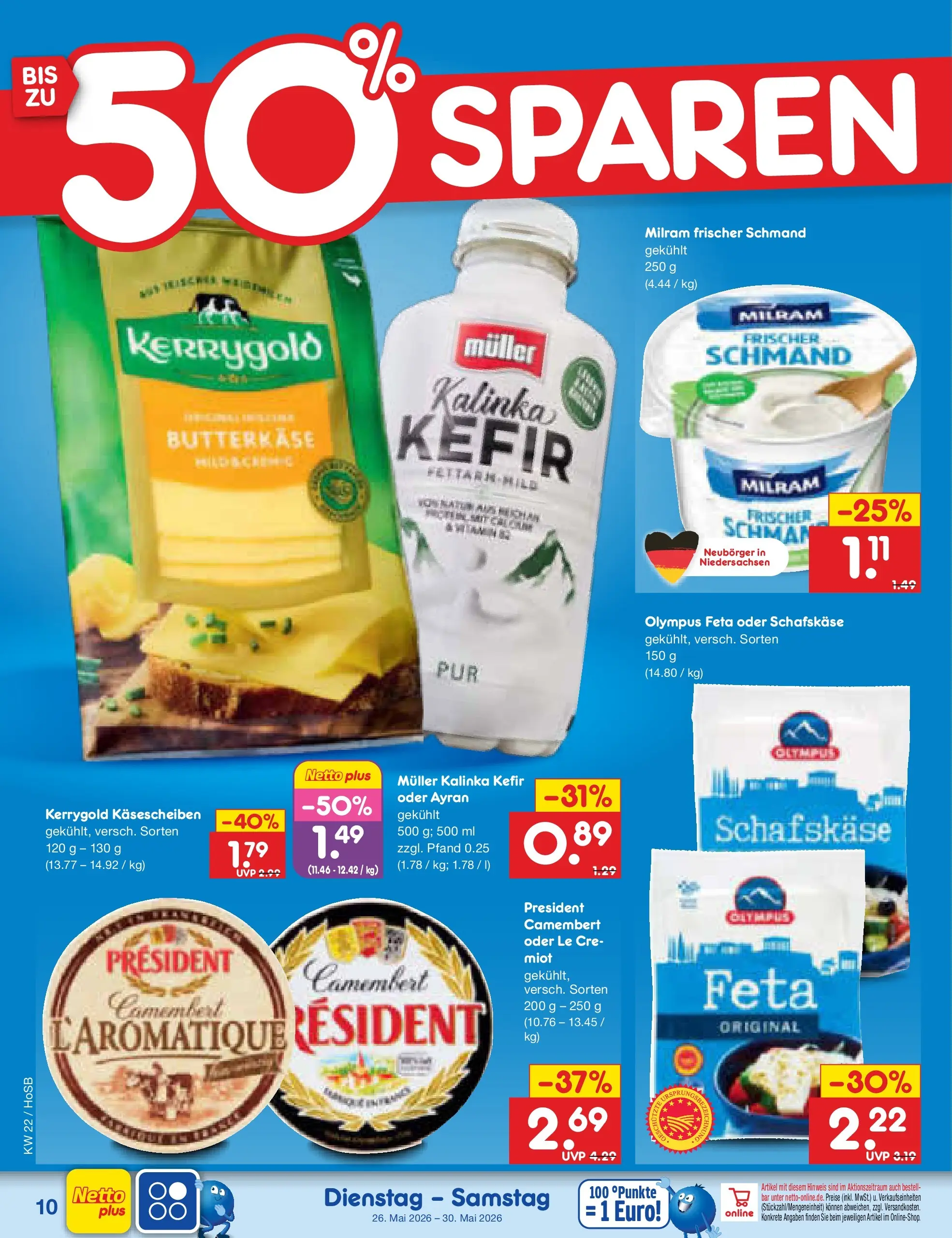 Netto Marken-Discount Prospekt Hannover (ab 26.05.2026) » Angebote | Seite: 12 | Produkte: Kefir, Feta, Milram, Schafskase