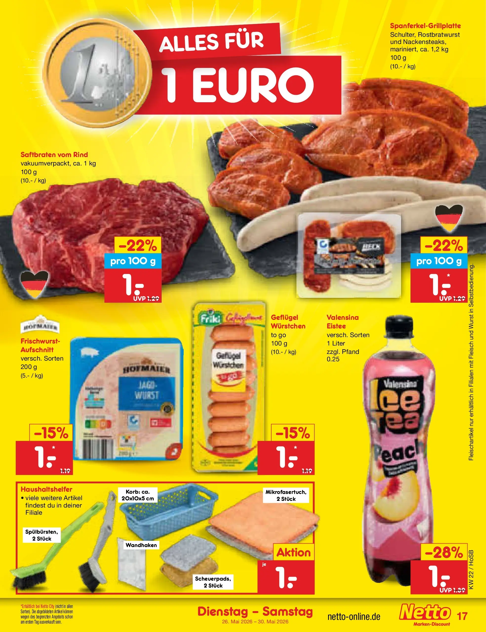 Netto Marken-Discount Prospekt Hannover (ab 26.05.2026) » Angebote | Seite: 21 | Produkte: Korb, Valensina, Wurst, Fleisch