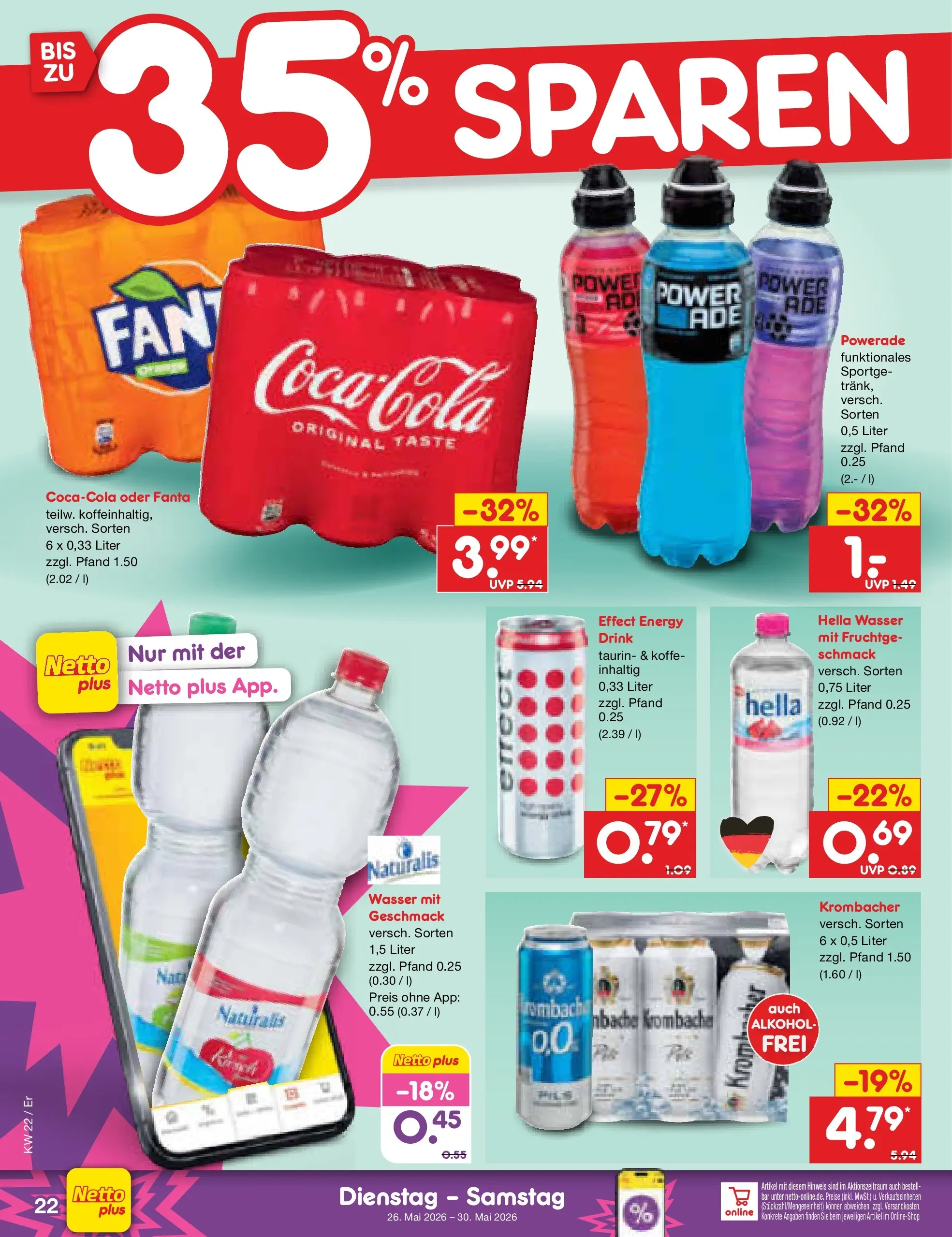 Netto Marken-Discount Prospekt Nordhausen (ab 26.05.2026) » Angebote | Seite: 28 | Produkte: Fanta, Energy, Powerade, Krombacher