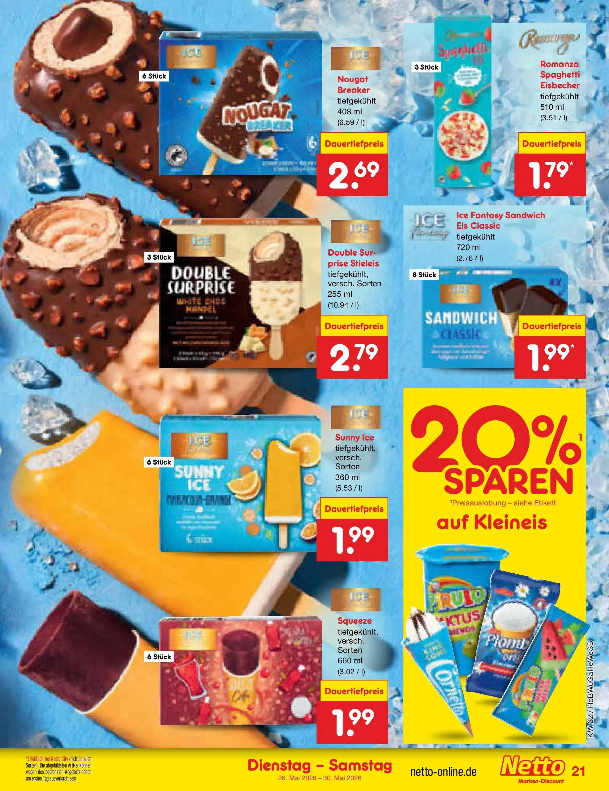Netto Marken-Discount Prospekt Stemwede-Dielingen (ab 26.05.2026) » Angebote | Seite: 27 | Produkte: Eis
