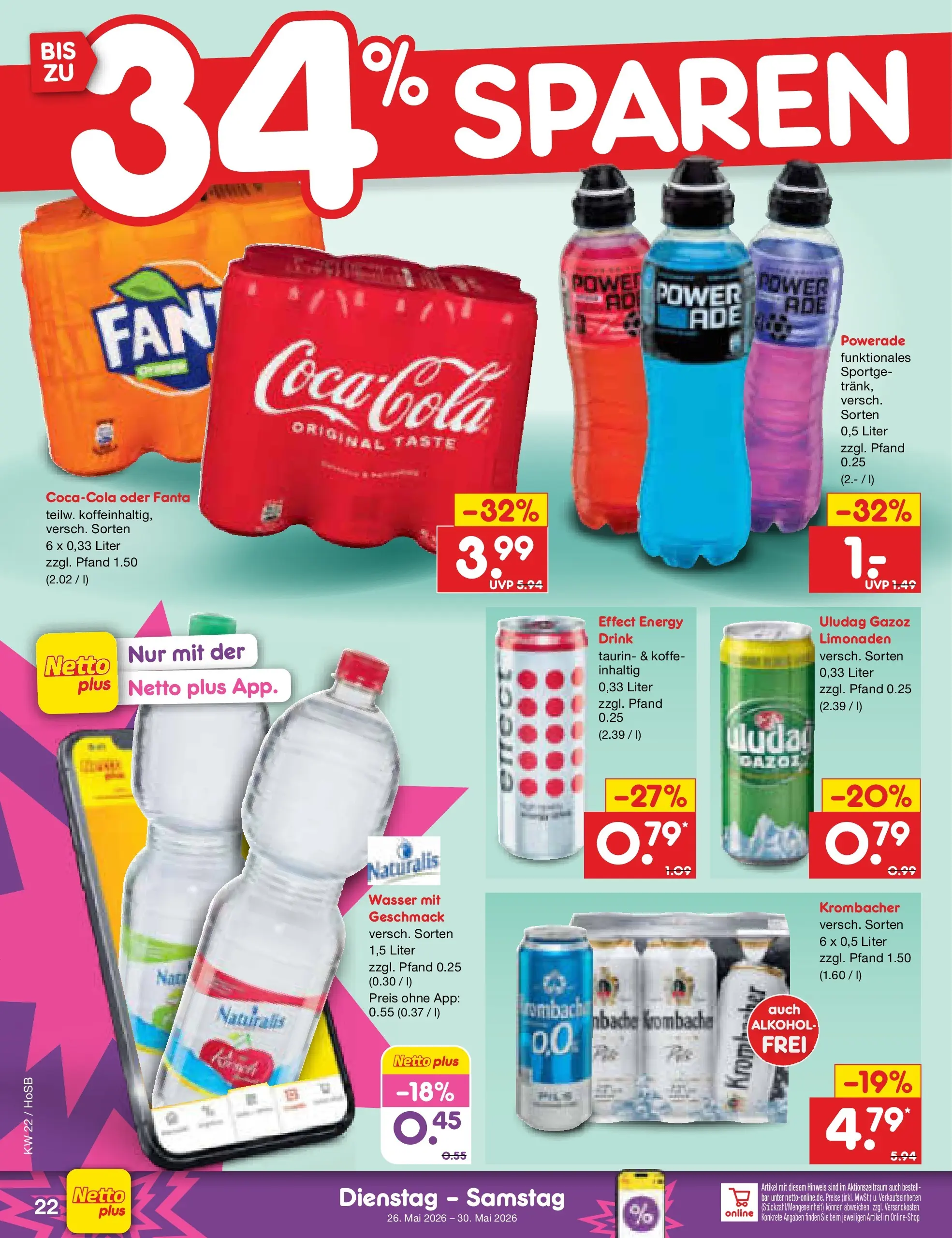 Netto Marken-Discount Prospekt Hannover (ab 26.05.2026) » Angebote | Seite: 28 | Produkte: Fanta, Cola, Powerade, Krombacher
