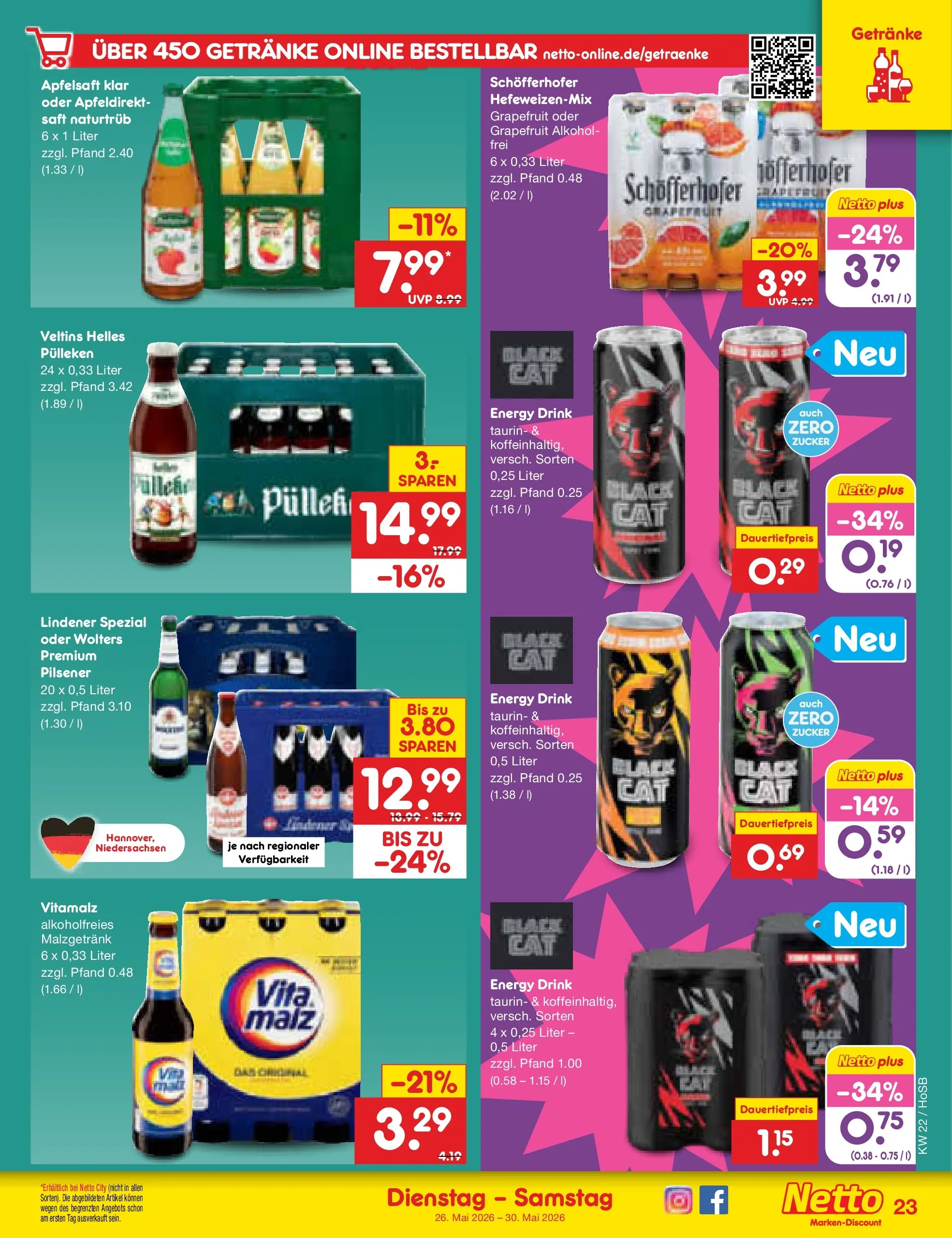 Netto Marken-Discount Prospekt Hannover (ab 26.05.2026) » Angebote | Seite: 29 | Produkte: Grapefruit, Zucker, Saft, Veltins