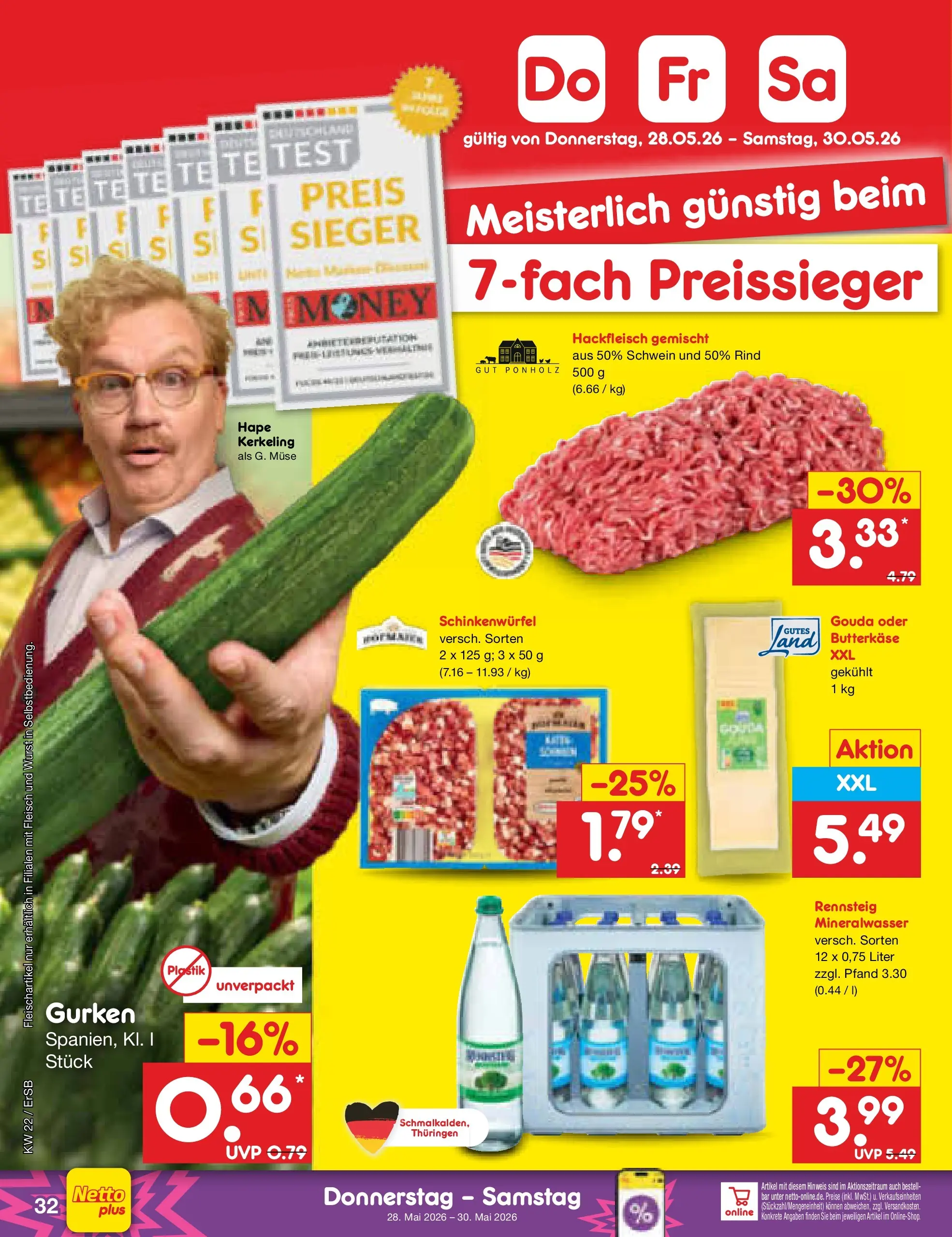 Netto Marken-Discount Prospekt Nordhausen (ab 26.05.2026) » Angebote | Seite: 40 | Produkte: Mineralwasser, Fleisch, Gurken, Hackfleisch