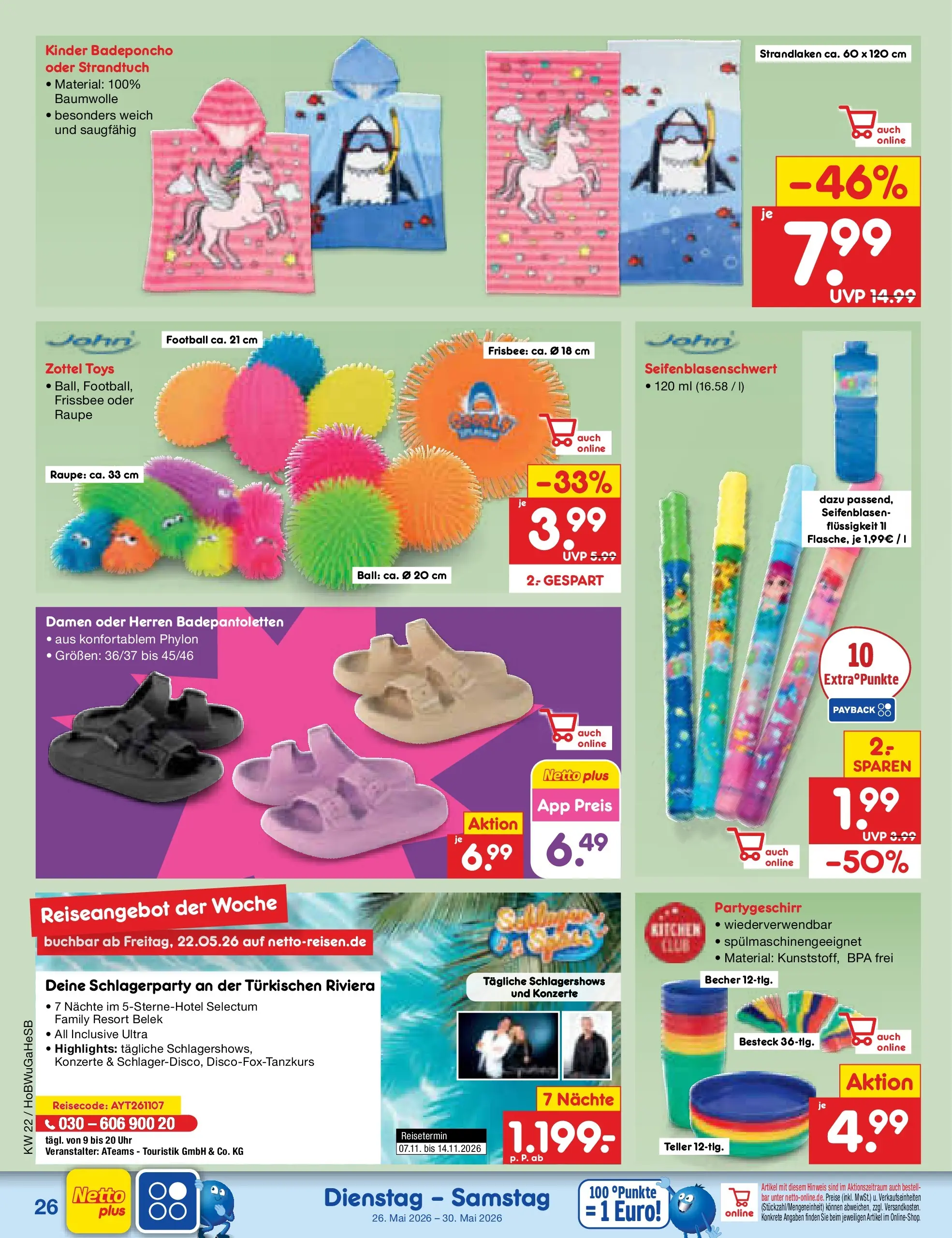 Netto Marken-Discount Prospekt Stemwede-Dielingen (ab 26.05.2026) » Angebote | Seite: 32 | Produkte: Strandtuch, Football, Uhr