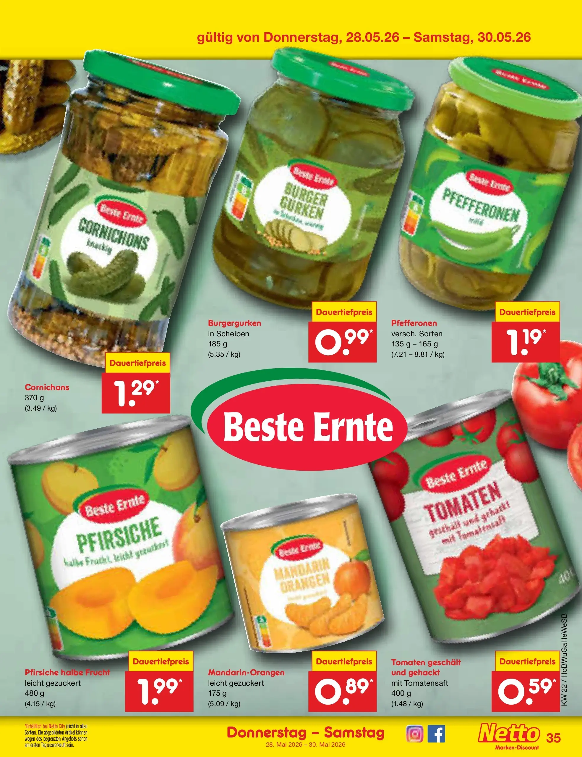 Netto Marken-Discount Prospekt Stemwede-Dielingen (ab 26.05.2026) » Angebote | Seite: 43 | Produkte: Burger, Orangen, Tomaten, Gurken