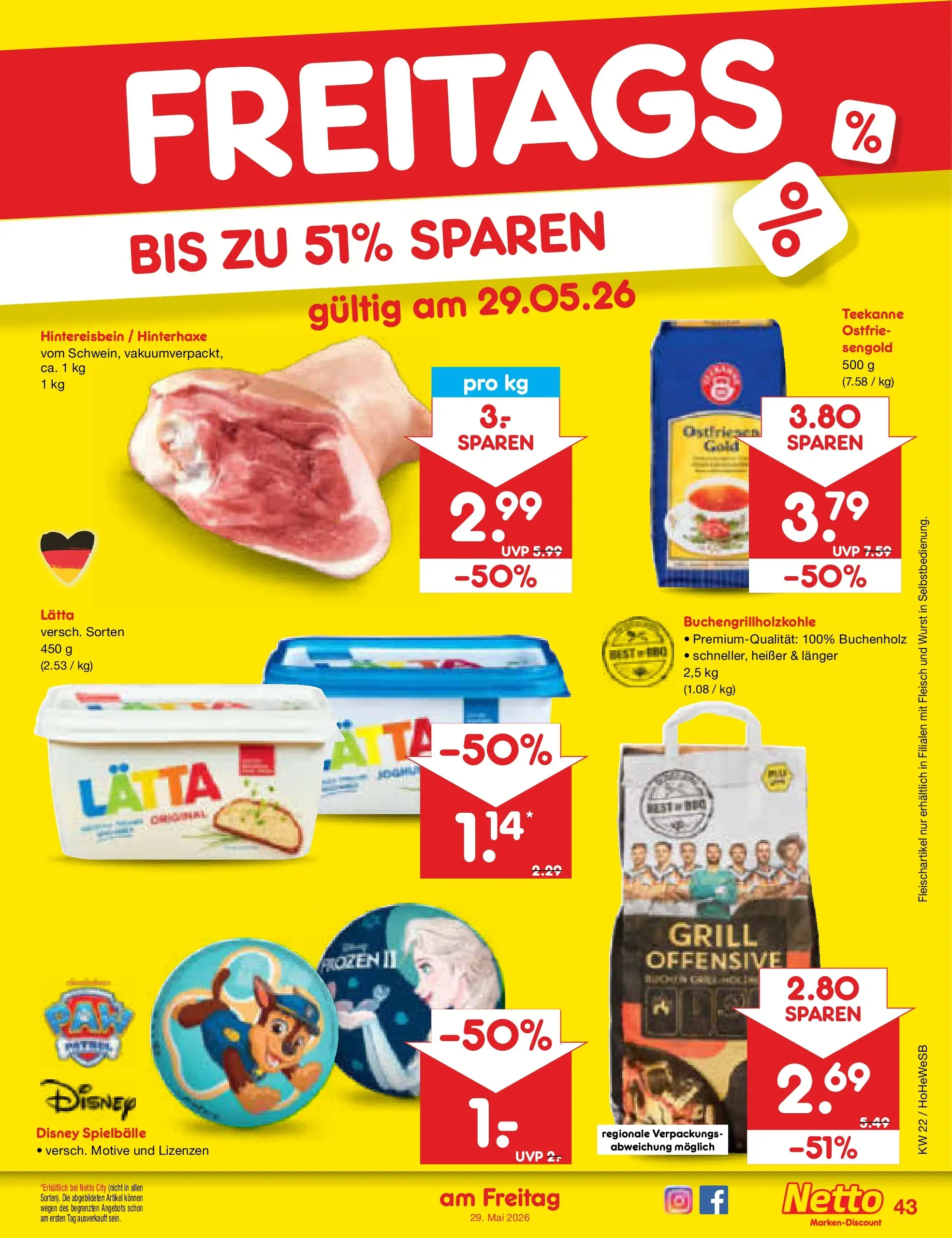 Netto Marken-Discount Prospekt Hannover (ab 26.05.2026) » Angebote | Seite: 51 | Produkte: Grill, Wurst, Teekanne, Lätta