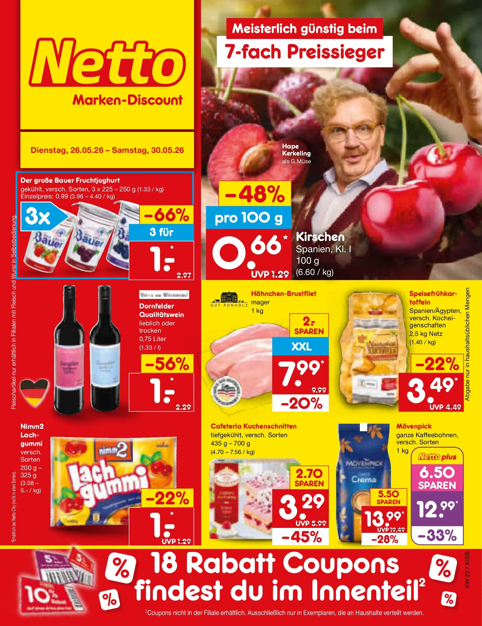Netto Marken-Discount Prospekt Oberhaid (ab 26.05.2026) » Angebote | Seite: 1 | Produkte: Fruchtjoghurt, Kirschen, Wurst, Fleisch
