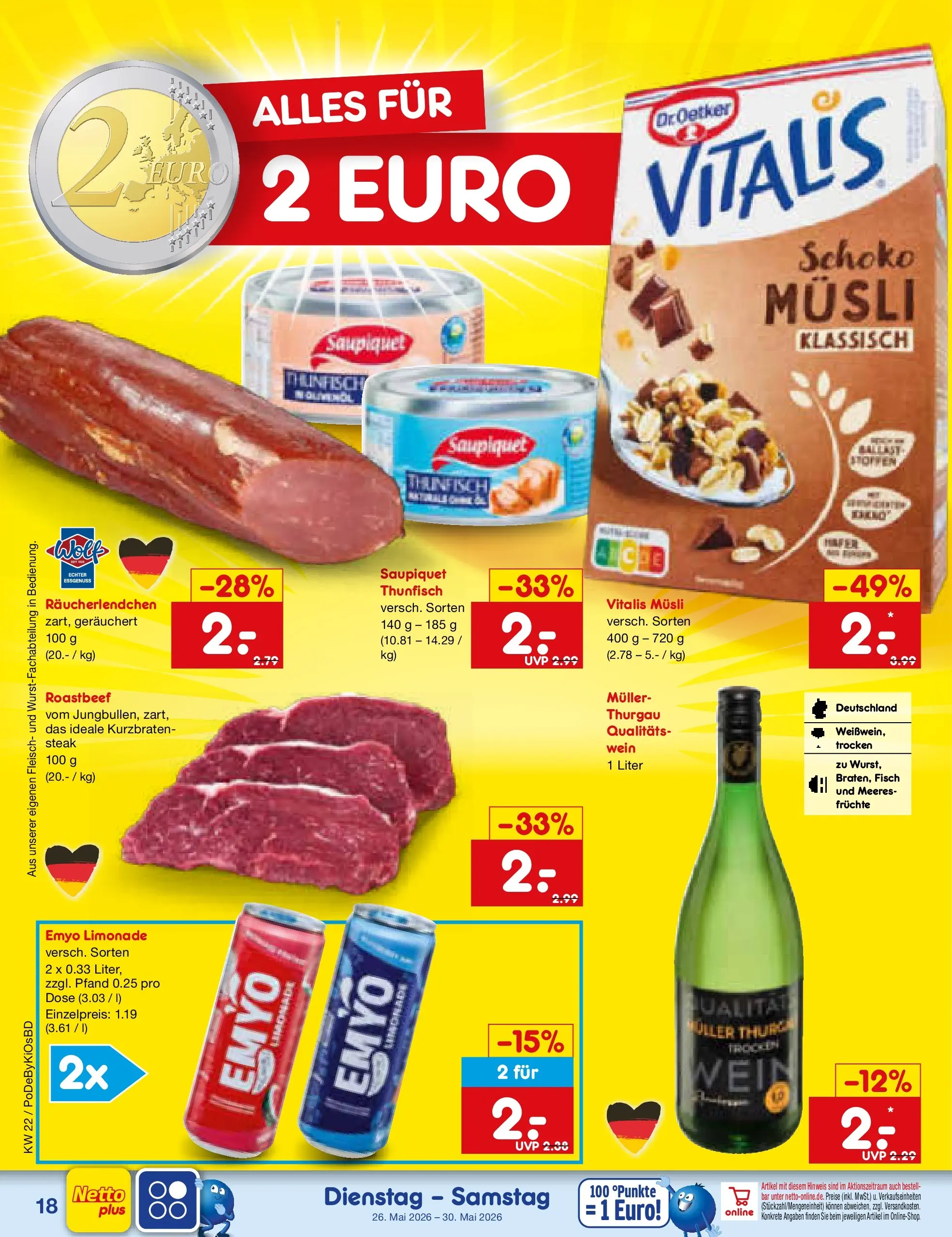 Netto Marken-Discount Prospekt Selb (ab 26.05.2026) » Angebote | Seite: 22 | Produkte: Roastbeef, Wein, Steak, Fleisch