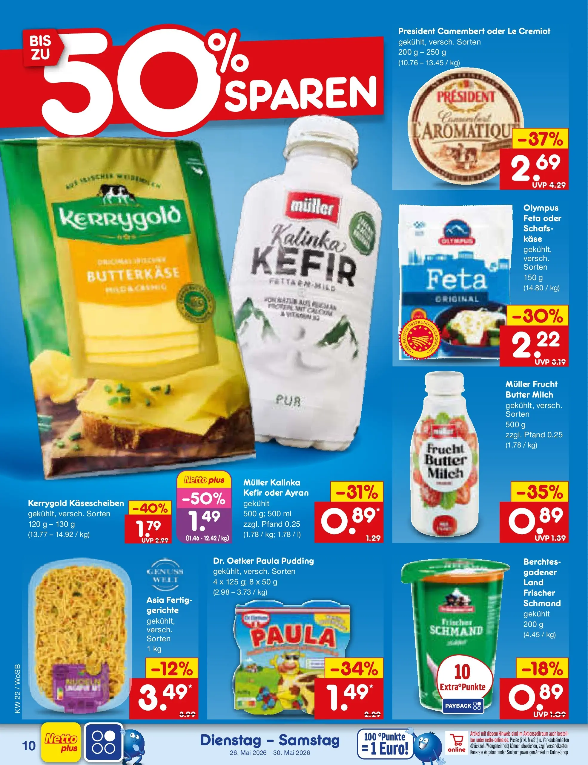 Netto Marken-Discount Prospekt Mannheim (ab 26.05.2026) » Angebote | Seite: 12 | Produkte: Feta, Milch, Butter, Pudding