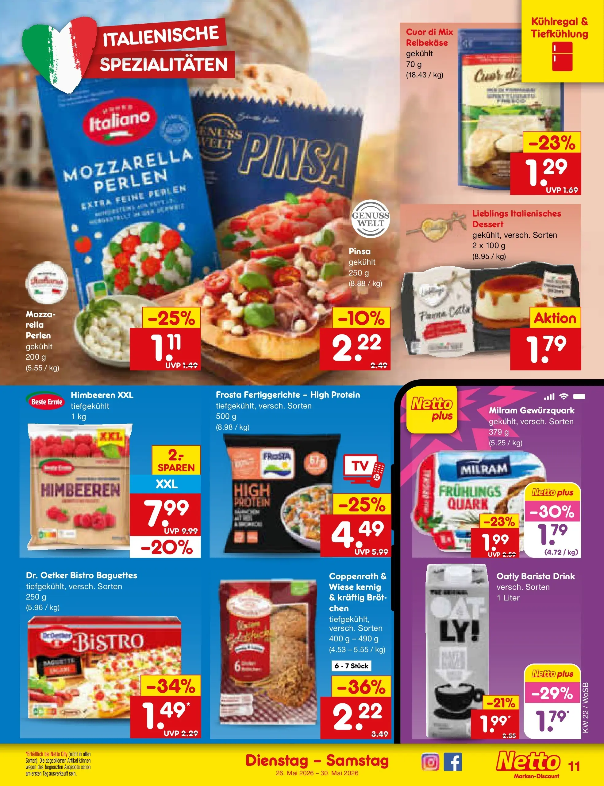 Netto Marken-Discount Prospekt Mannheim (ab 26.05.2026) » Angebote | Seite: 13 | Produkte: Frosta, Oatly, Fertiggerichte, TV