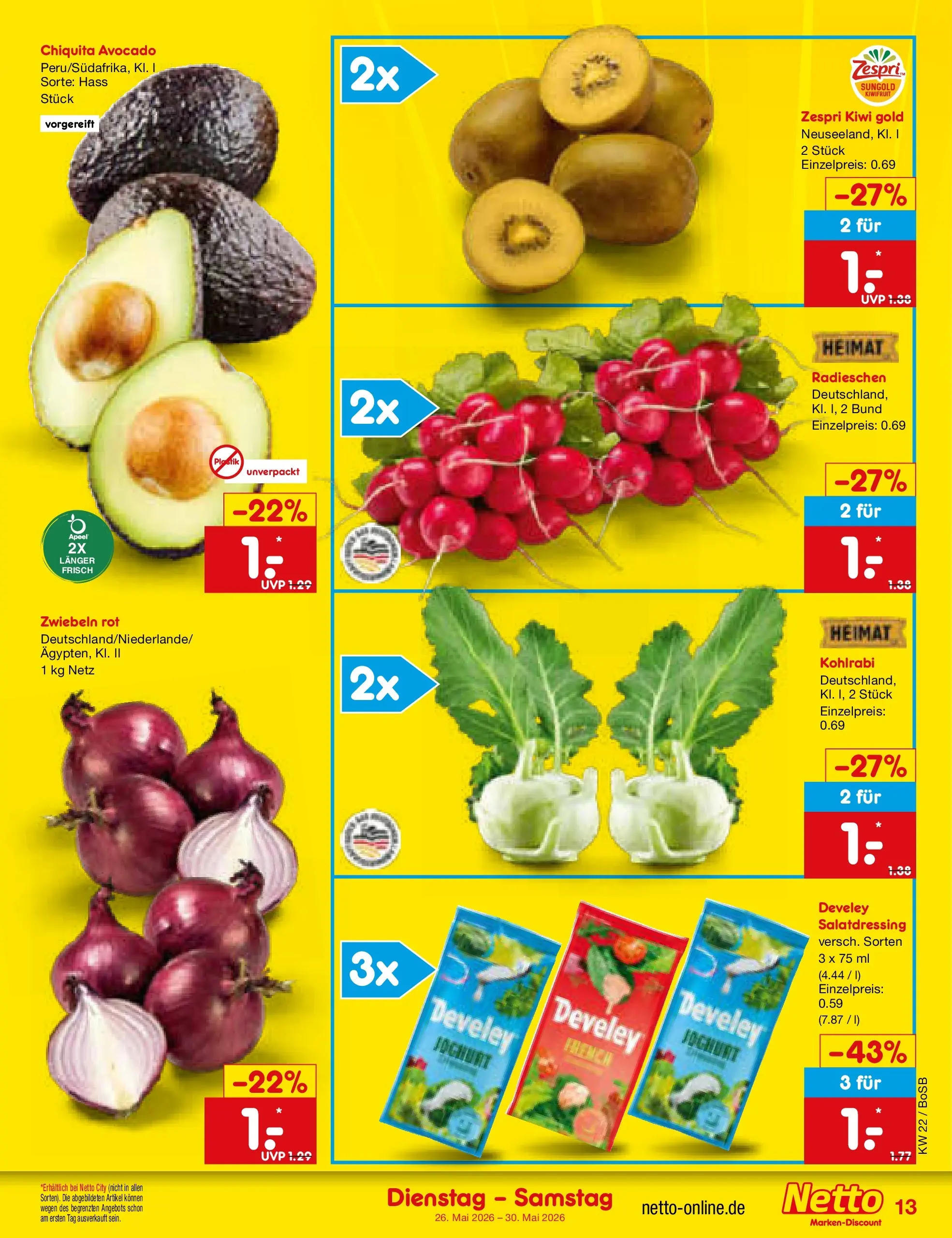 Netto Marken-Discount Prospekt Stadtlohn (ab 26.05.2026) » Angebote | Seite: 17 | Produkte: Joghurt, Kohlrabi, Avocado, Kiwi