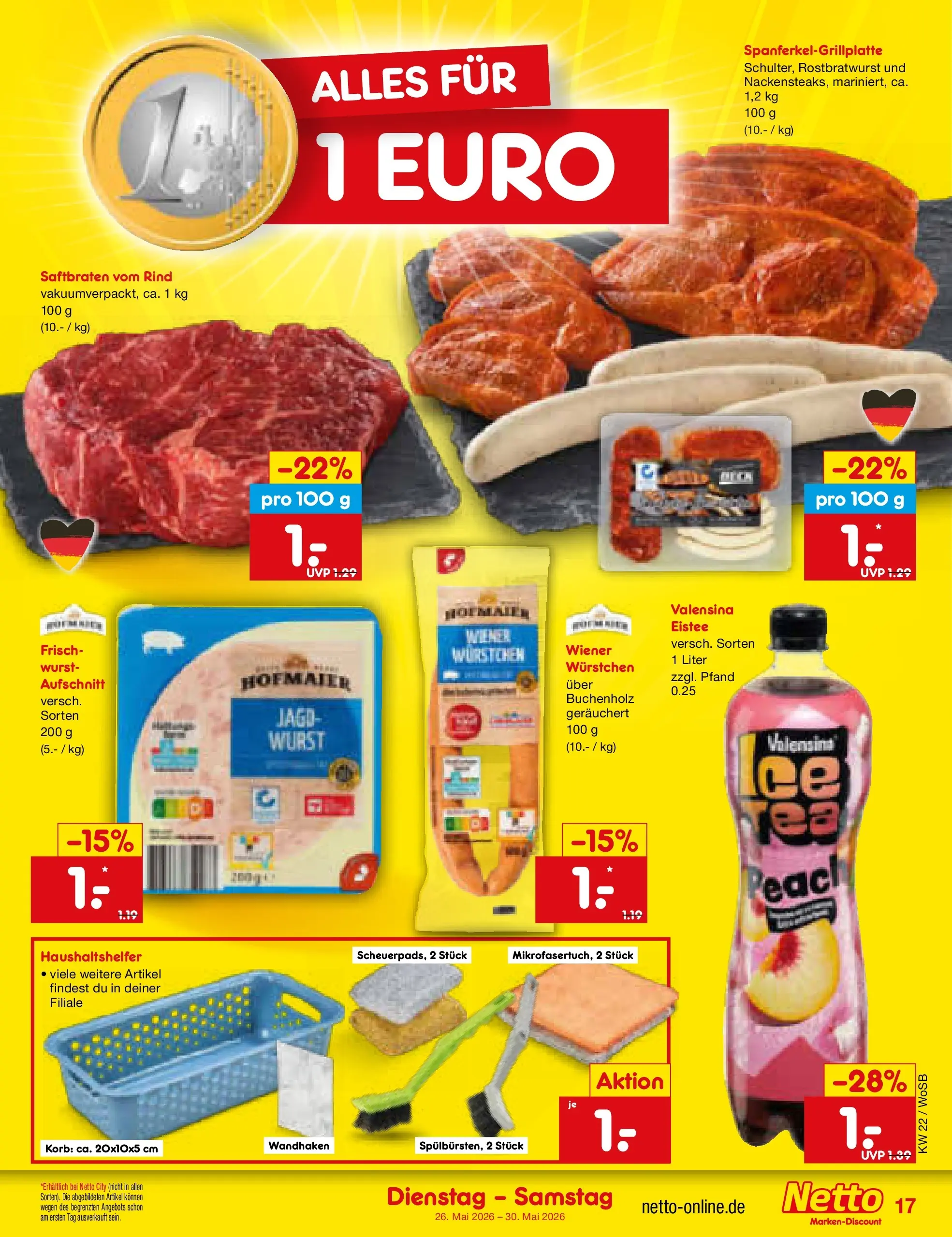 Netto Marken-Discount Prospekt Mannheim (ab 26.05.2026) » Angebote | Seite: 21 | Produkte: Korb, Valensina, Wurst