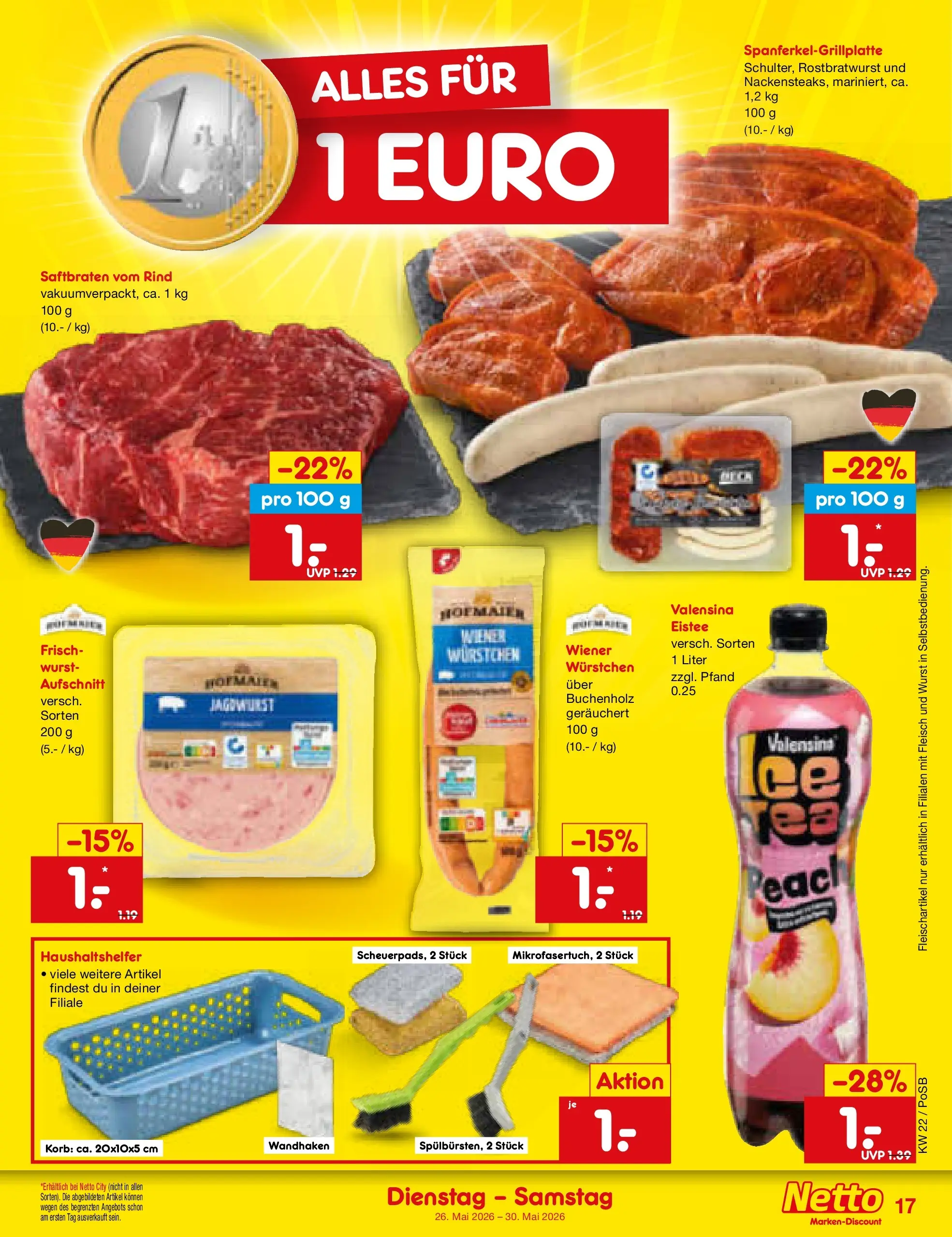Netto Marken-Discount Prospekt Regensburg (ab 26.05.2026) » Angebote | Seite: 21 | Produkte: Korb, Valensina, Wurst, Fleisch