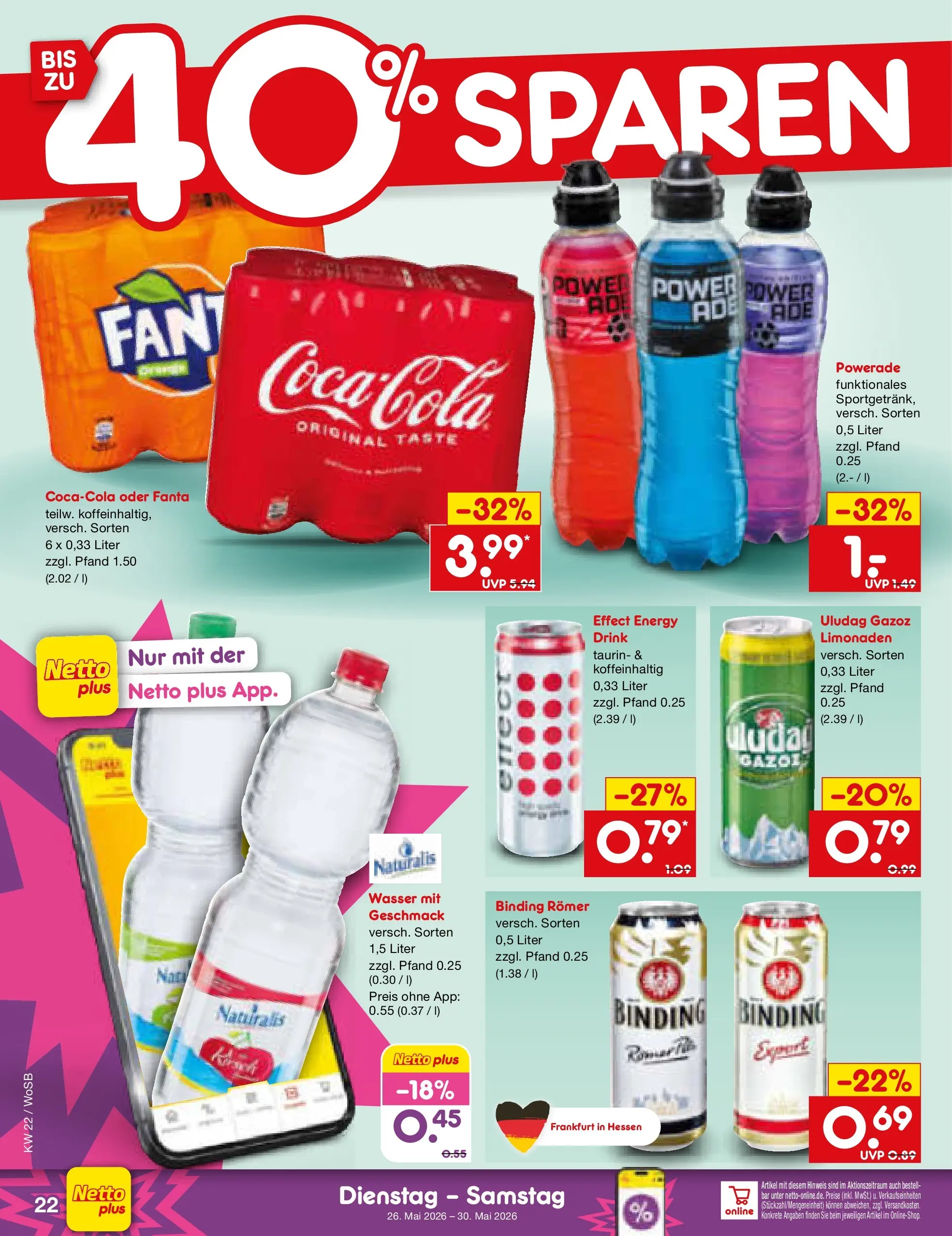 Netto Marken-Discount Prospekt Mannheim (ab 26.05.2026) » Angebote | Seite: 28 | Produkte: Coca cola, Fanta, Energy, Powerade
