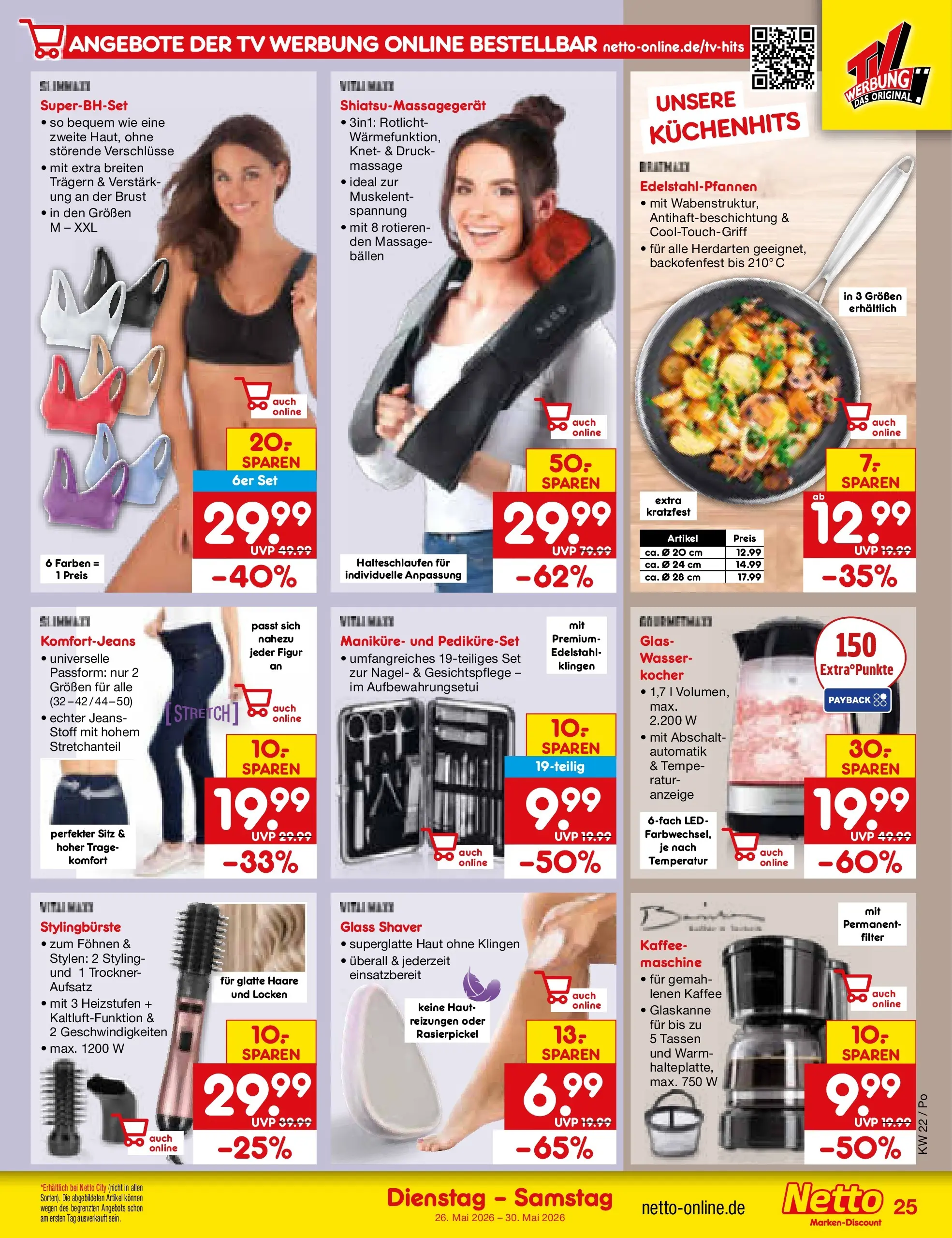 Netto Marken-Discount Prospekt Regensburg (ab 26.05.2026) » Angebote | Seite: 31 | Produkte: Kocher, Wasser, Jeans, TV