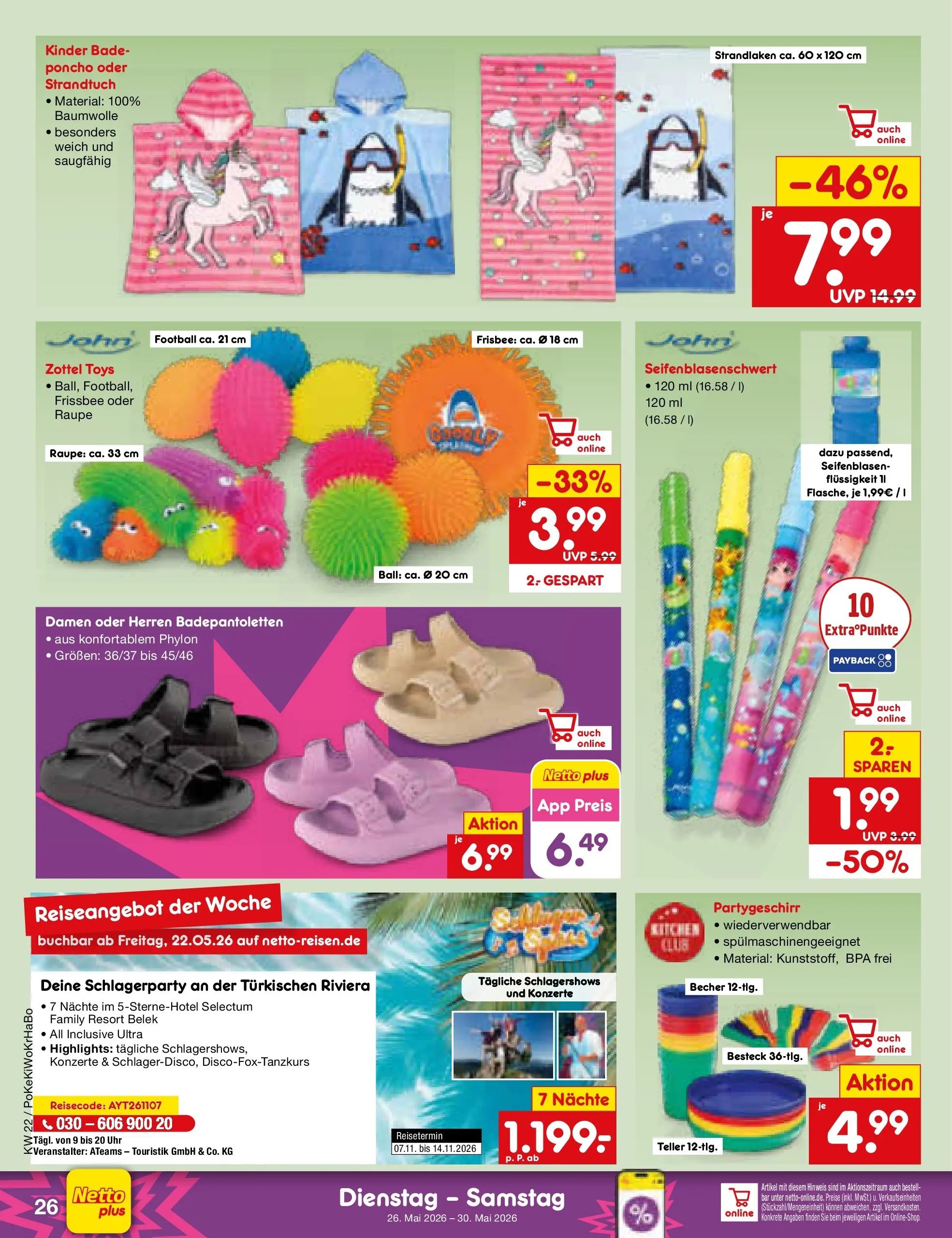 Netto Marken-Discount Prospekt Mannheim (ab 26.05.2026) » Angebote | Seite: 32 | Produkte: Poncho, Strandtuch, Football, Uhr