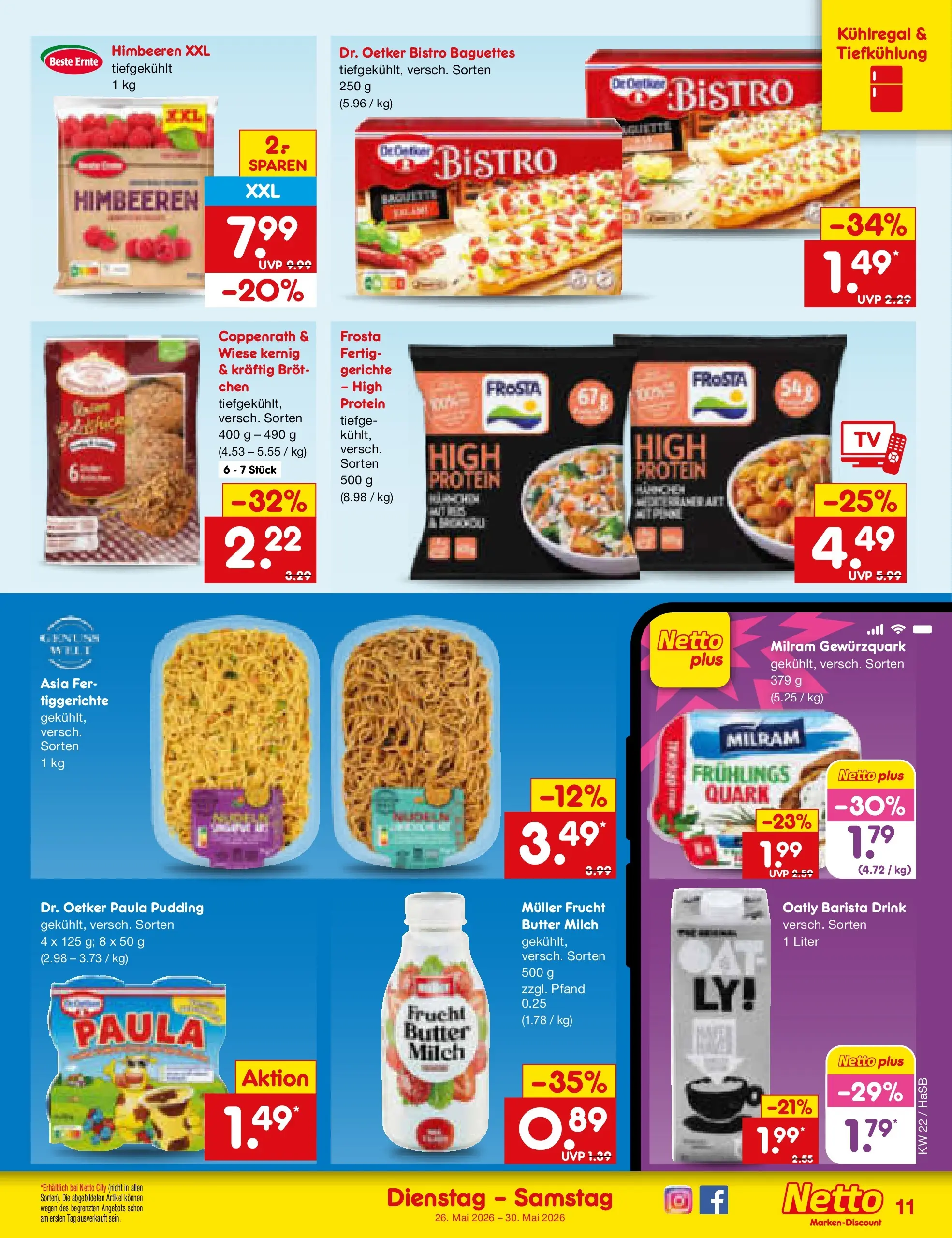 Netto Marken-Discount Prospekt Wuppertal (ab 26.05.2026) » Angebote | Seite: 13 | Produkte: Milch, Pudding, Oatly, Brot